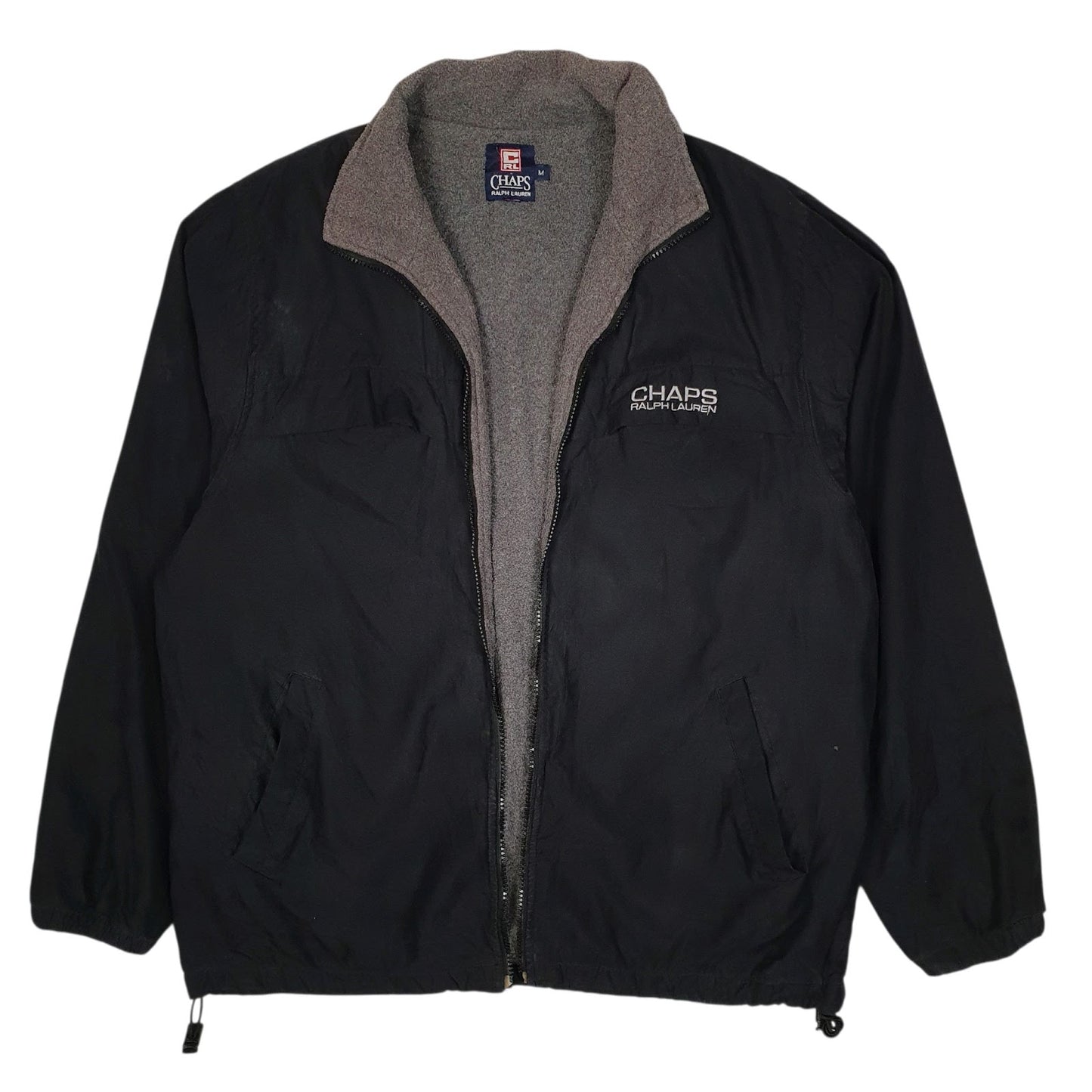Mens Black Ralph Lauren Vintage 90s Fleece Lined Hoodie Coat