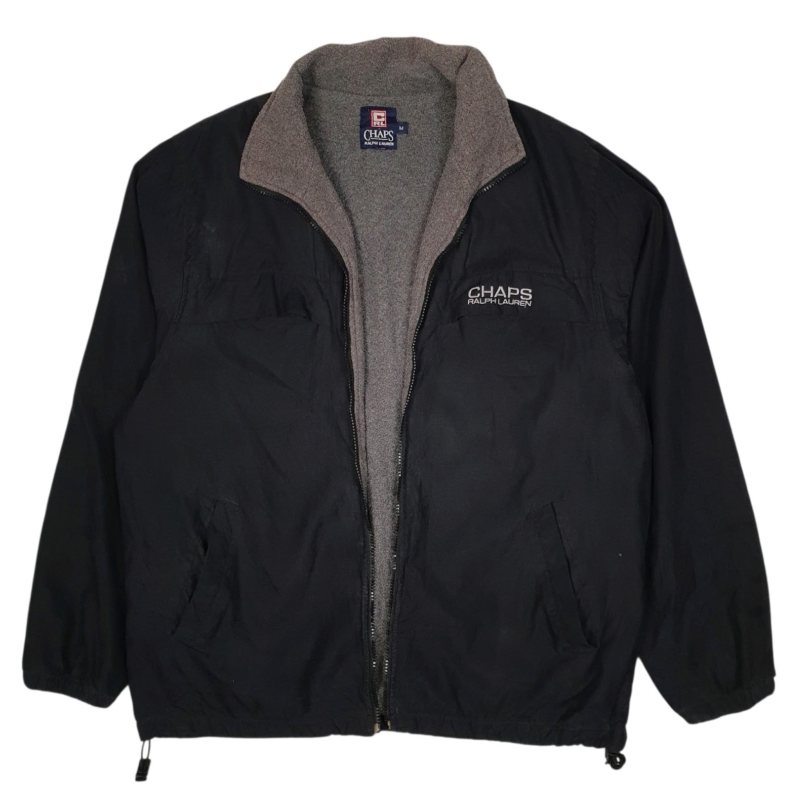 Mens Black Ralph Lauren Vintage 90s Fleece Lined Hoodie Coat