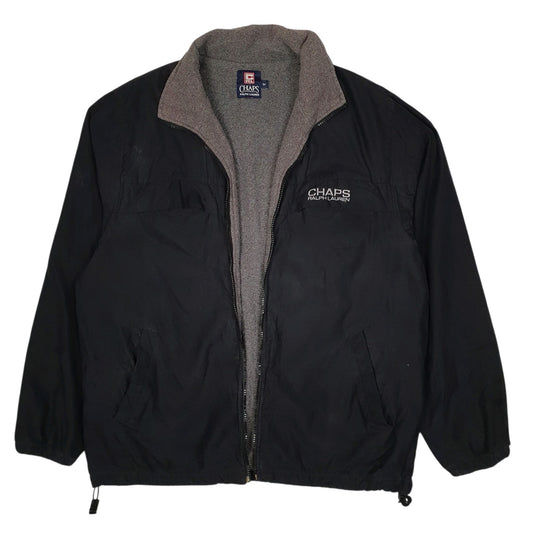 Mens Black Ralph Lauren Vintage 90s Fleece Lined Hoodie Coat
