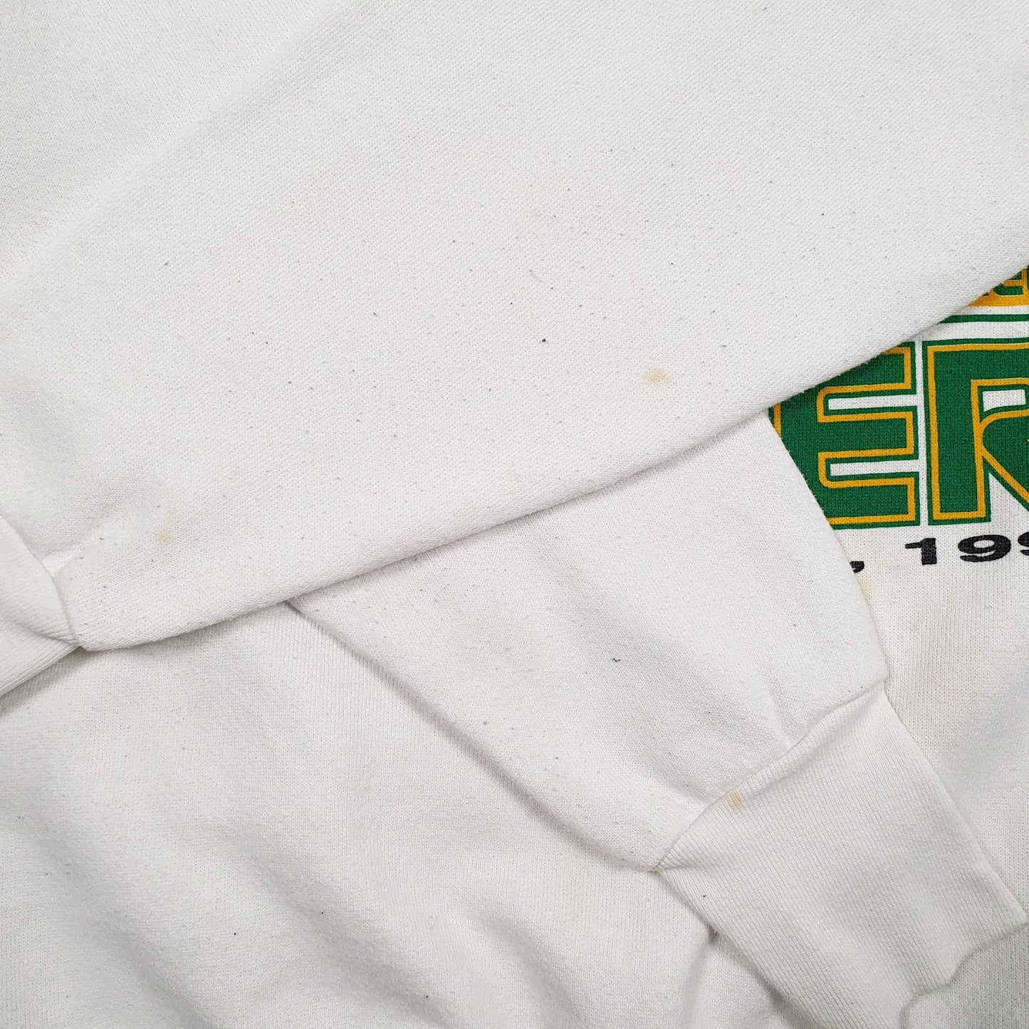 Mens White Delta Vintage 90s Made In USA NFL Superbowl Green Bay Packers Crewneck Jumper