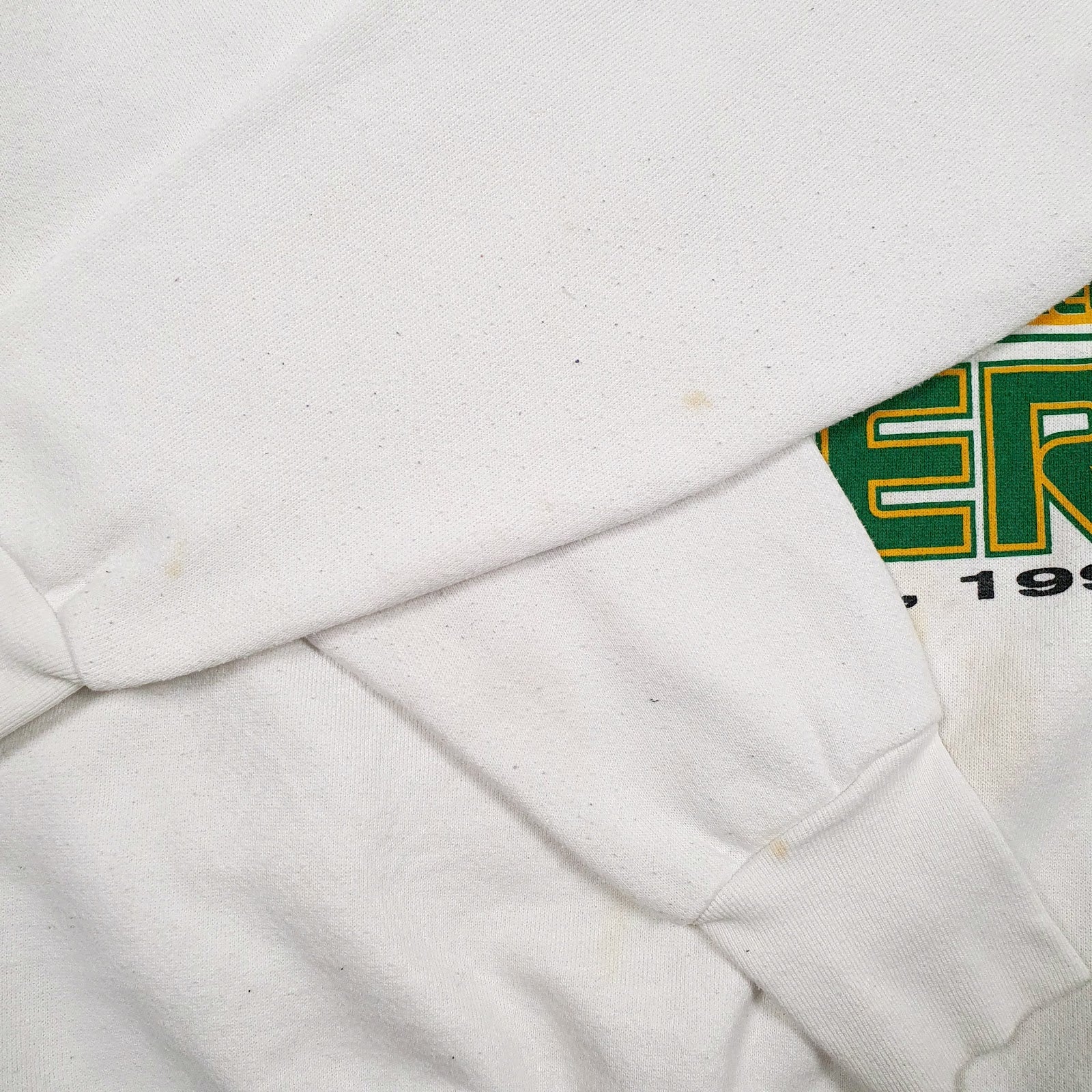 Mens White Delta Vintage 90s Made In USA NFL Superbowl Green Bay Packers Crewneck Jumper