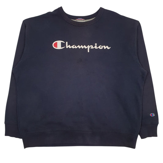 Mens Navy Champion Spellout Crewneck Jumper