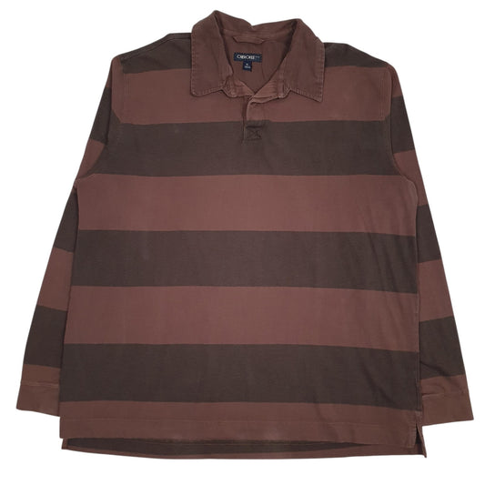Mens Brown Cherokee Rugby Long Sleeve Polo Shirt