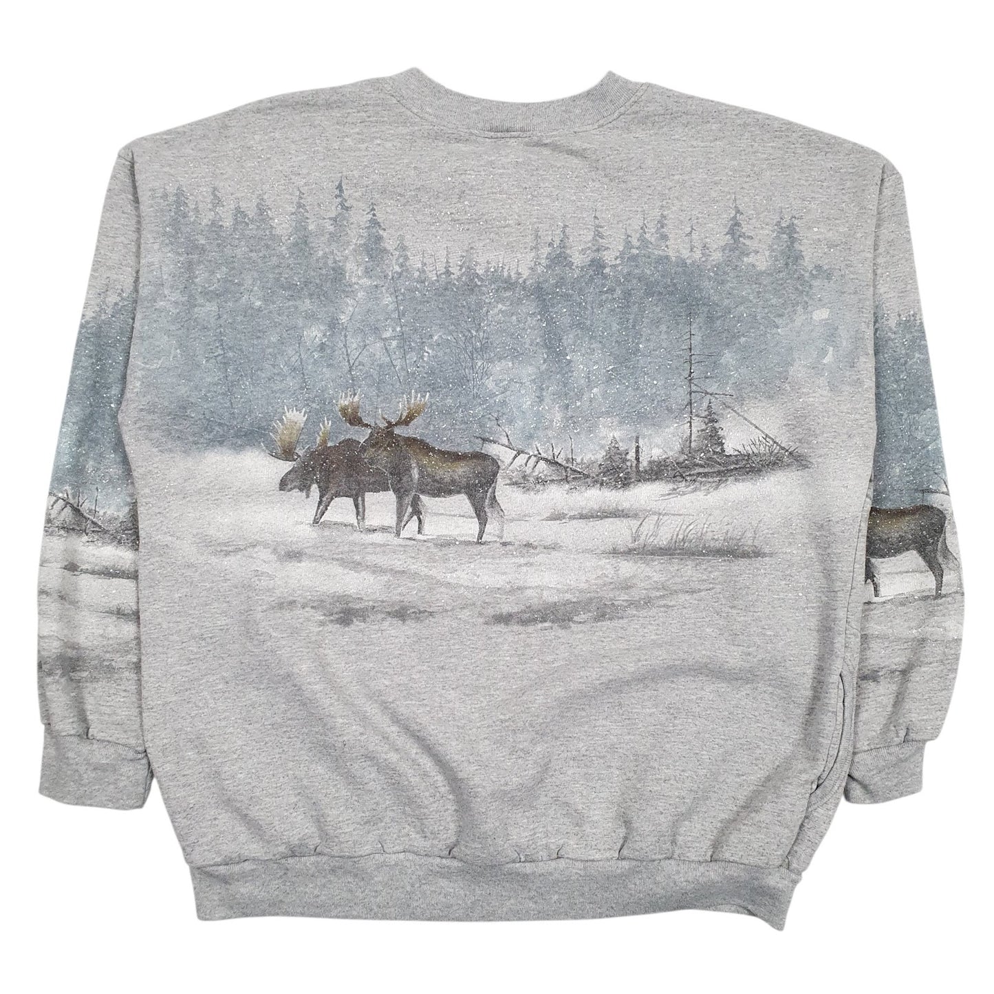 Mens Grey Artisans Henley Graphic Vintage 90s Made In USA Crewneck Jumper