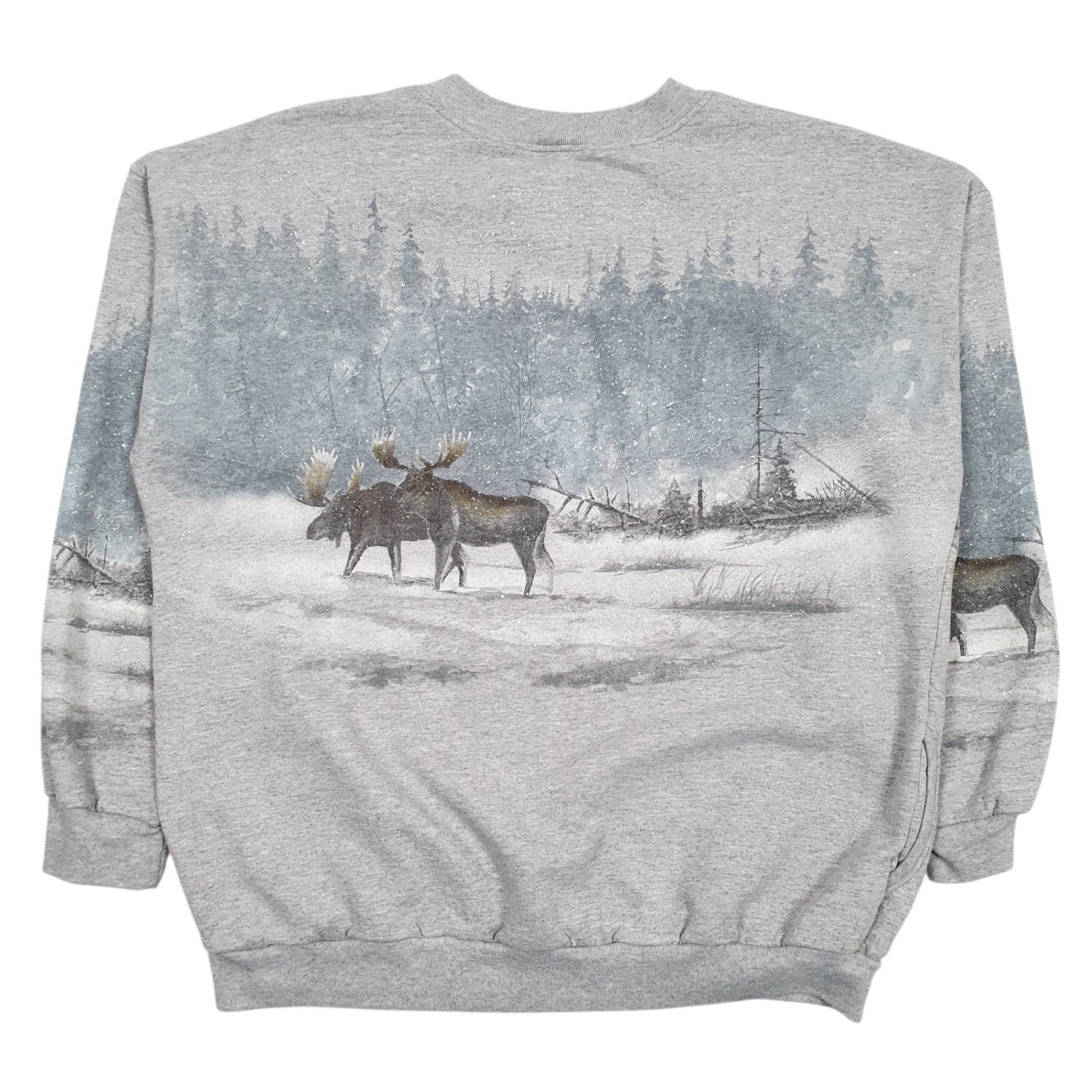 Mens Grey Artisans Henley Graphic Vintage 90s Made In USA Crewneck Jumper