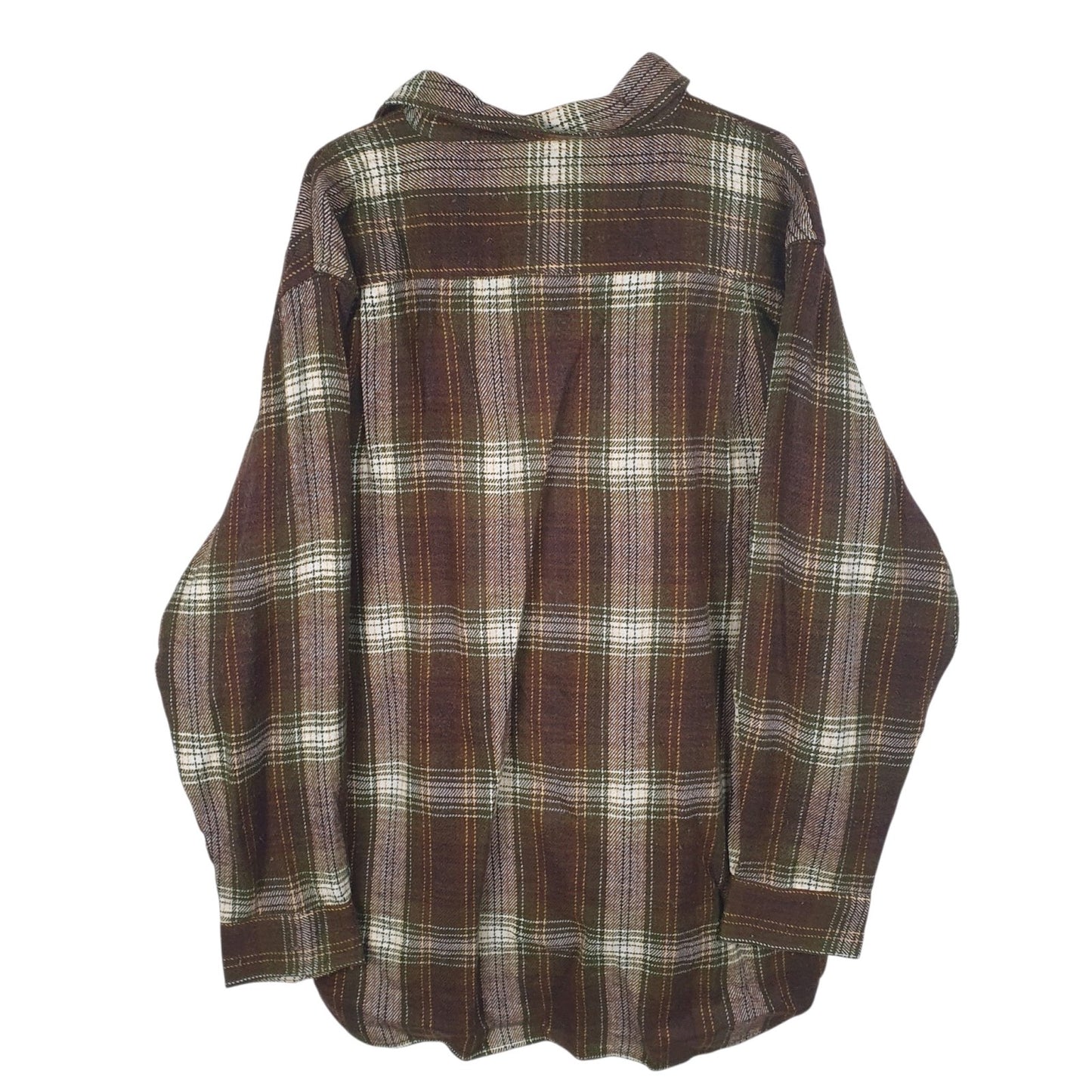 Mens Brown Guy Time Vintage Flannel  Shirt
