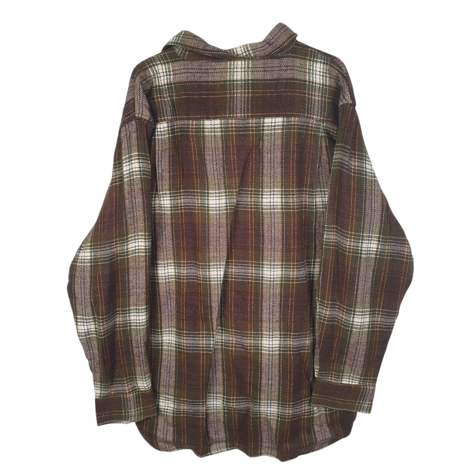 Mens Brown Guy Time Vintage Flannel  Shirt