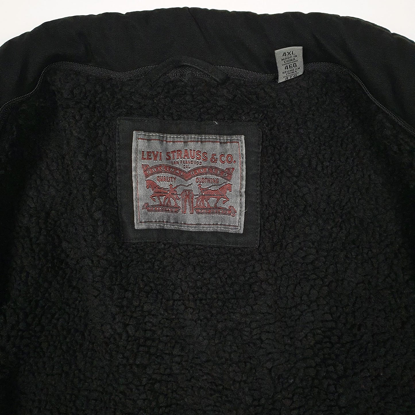 Mens Black Levis Military Bomber Sherpa Lined  Coat