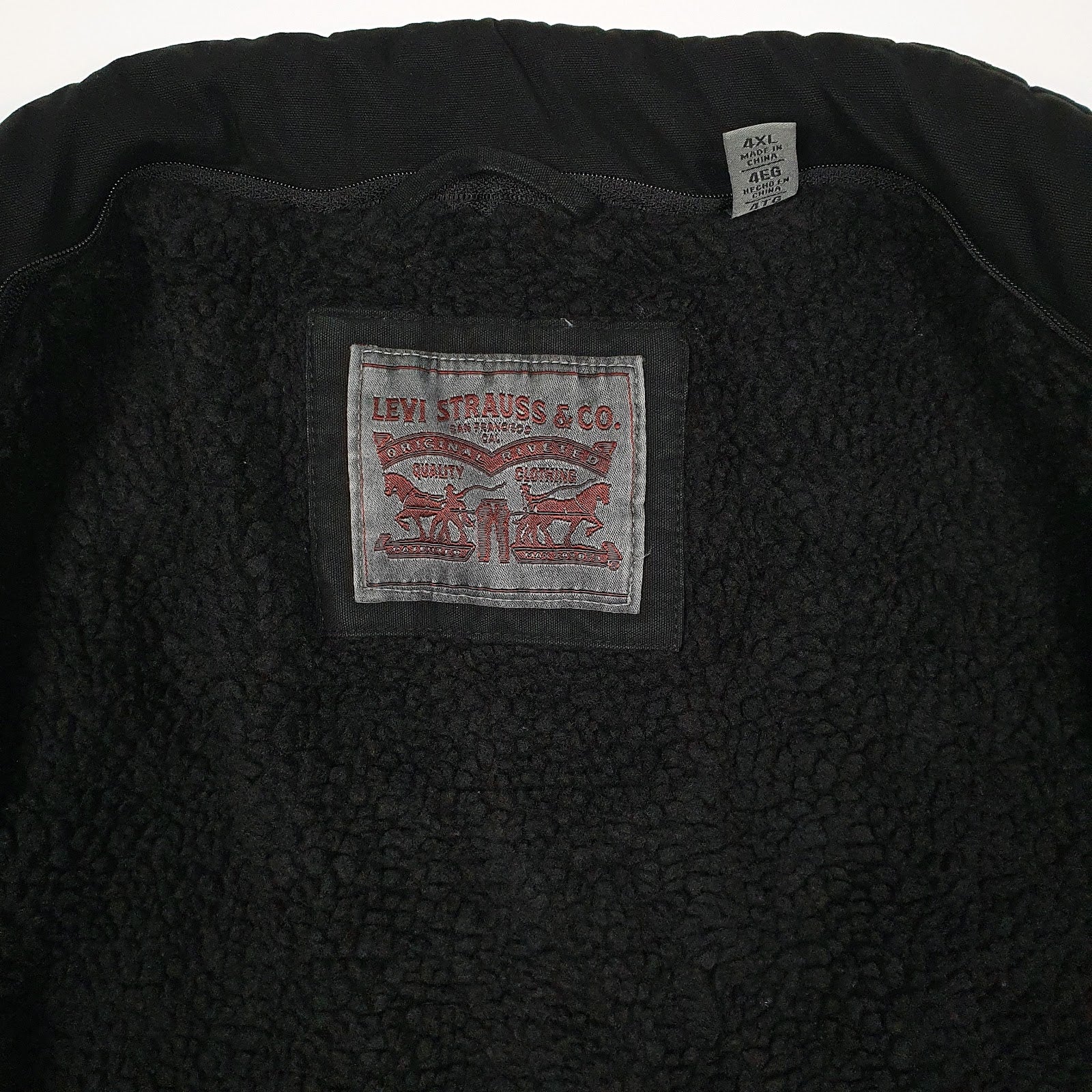 Mens Black Levis Military Bomber Sherpa Lined  Coat
