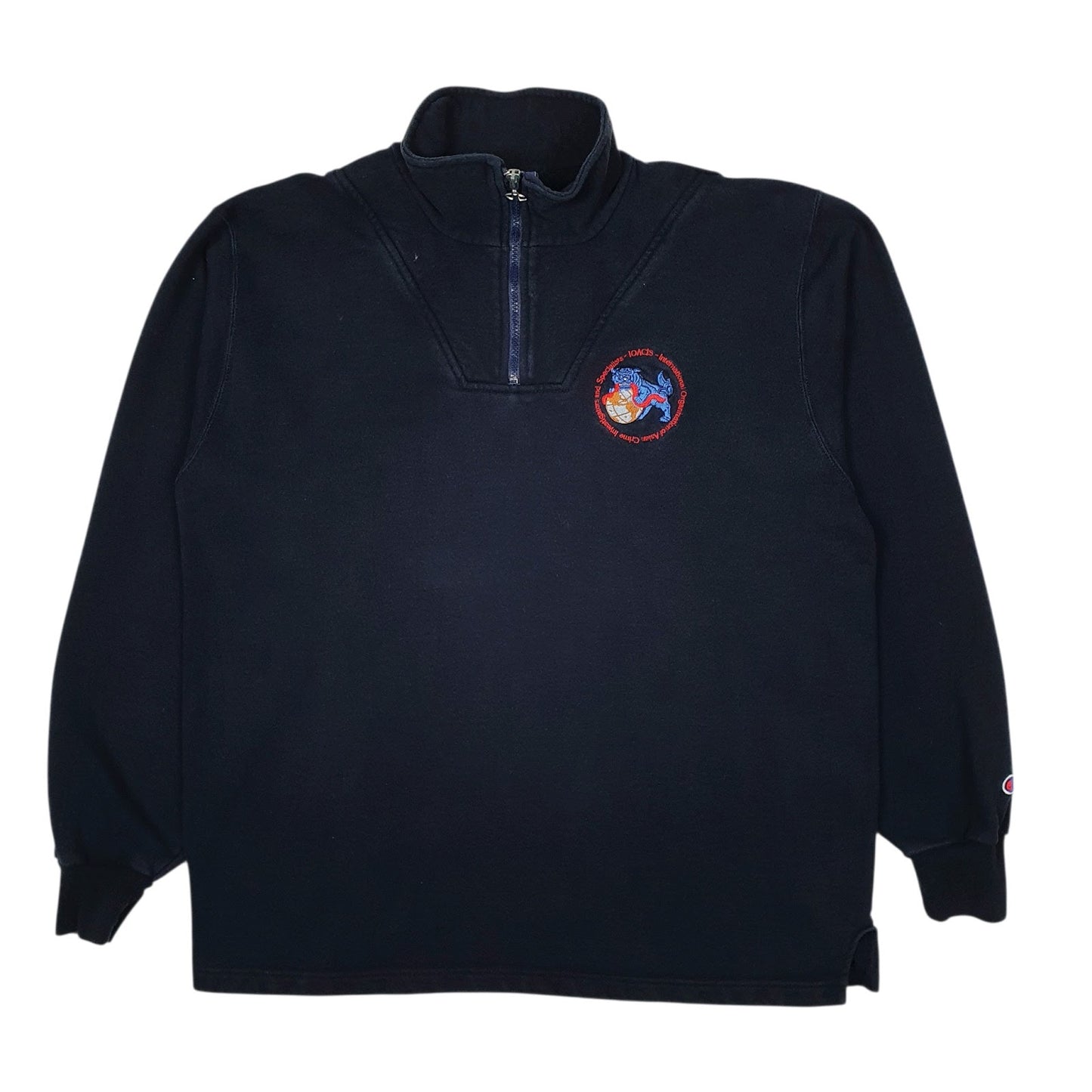 Mens Navy Champion Vintage 00s Made In USA Quarter Zip Jumper