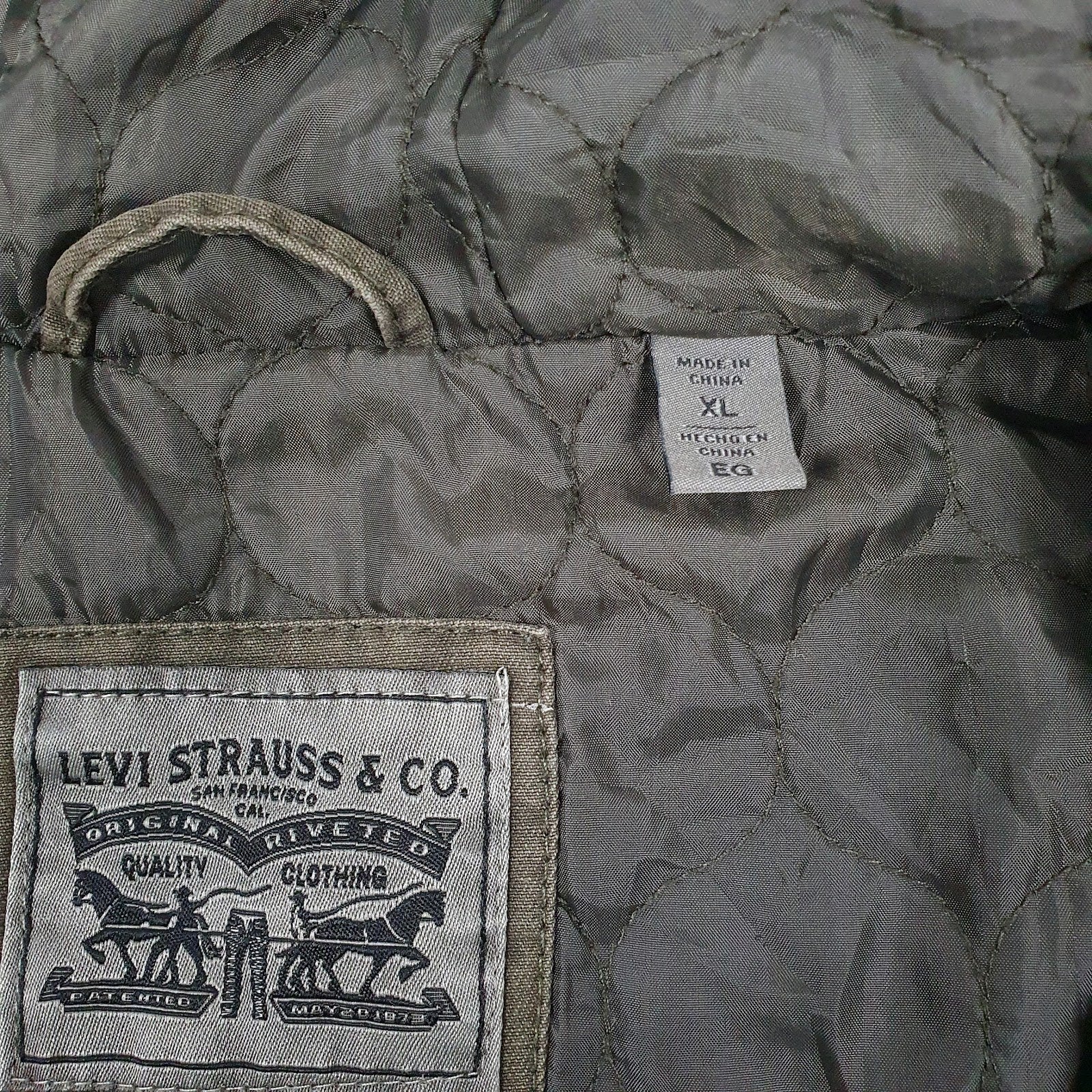 Womens Green Levis Padded  Coat