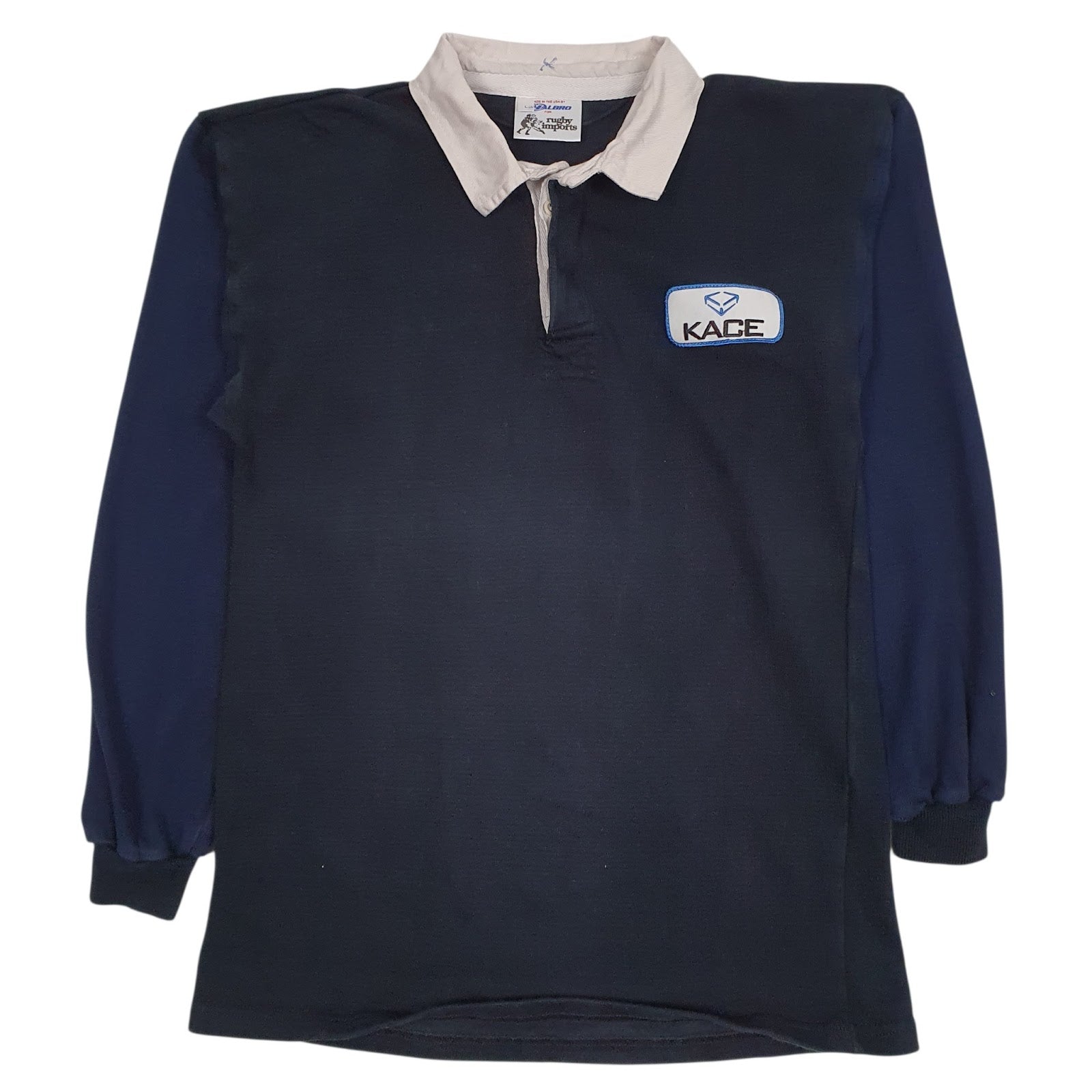 Mens Black Halbro Rugby Made In USA Long Sleeve Polo Shirt