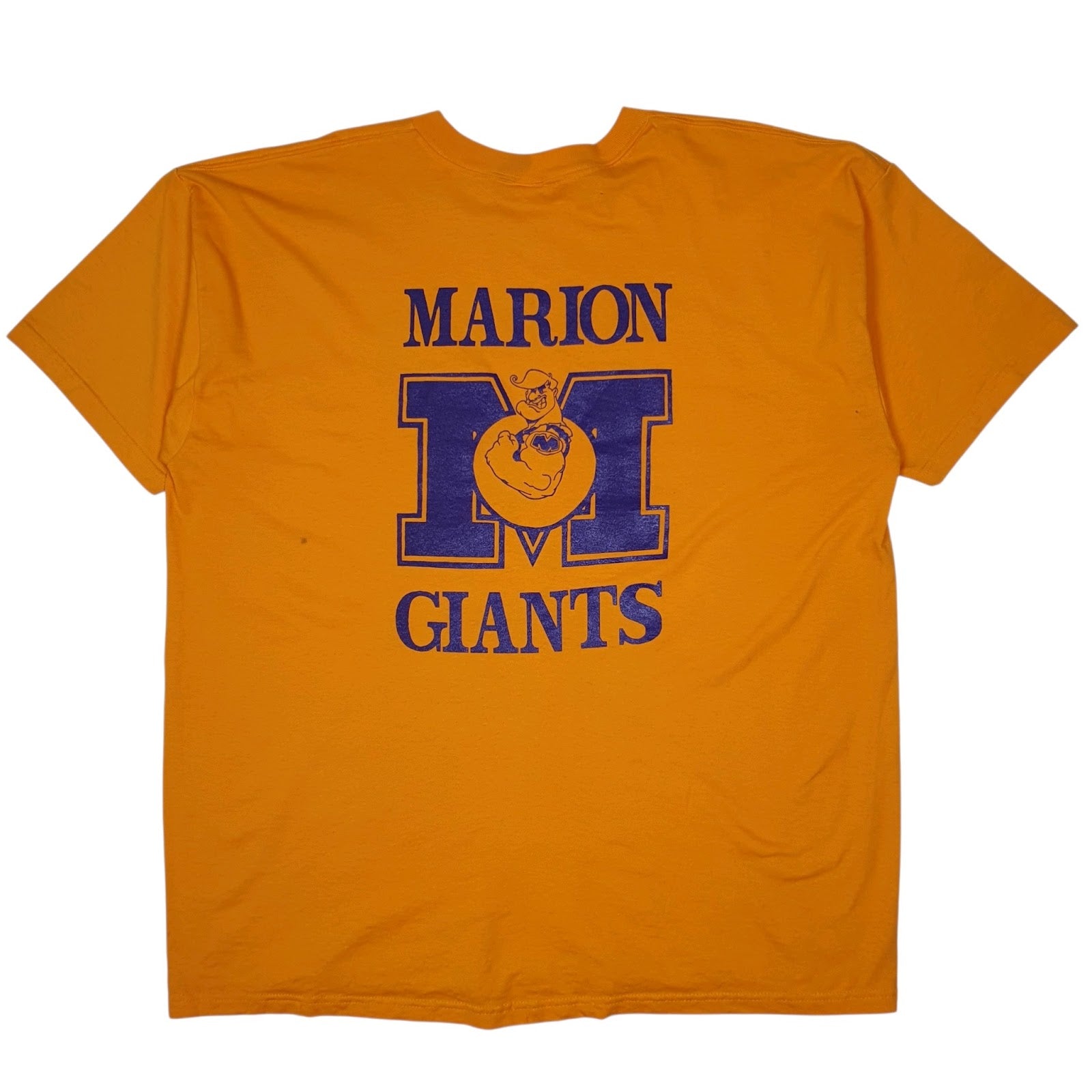 Mens Yellow Fruit Of The Loom Marion Giants Wrestling  T Shirt