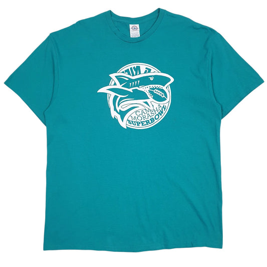 Mens Blue Gildan Camp Morasha Superbowl Short Sleeve T Shirt