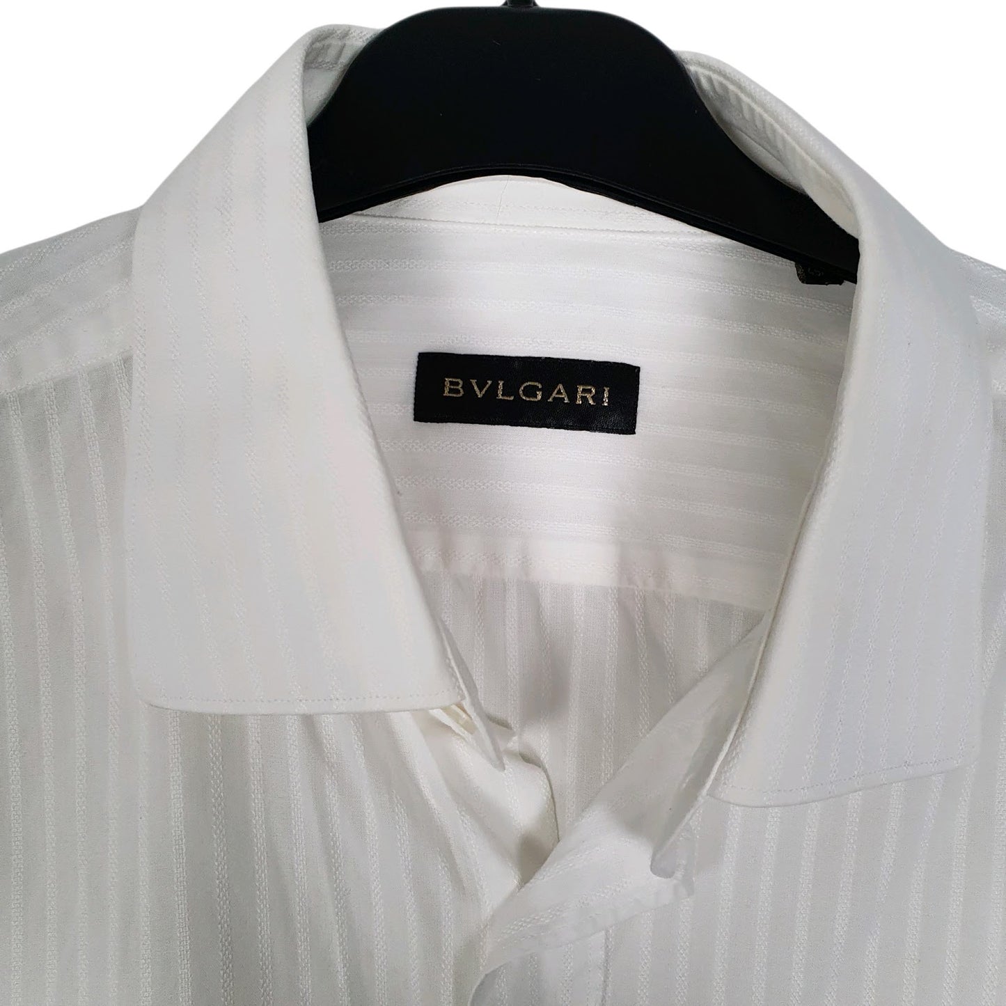 Mens White Bulgari Cufflink  Shirt
