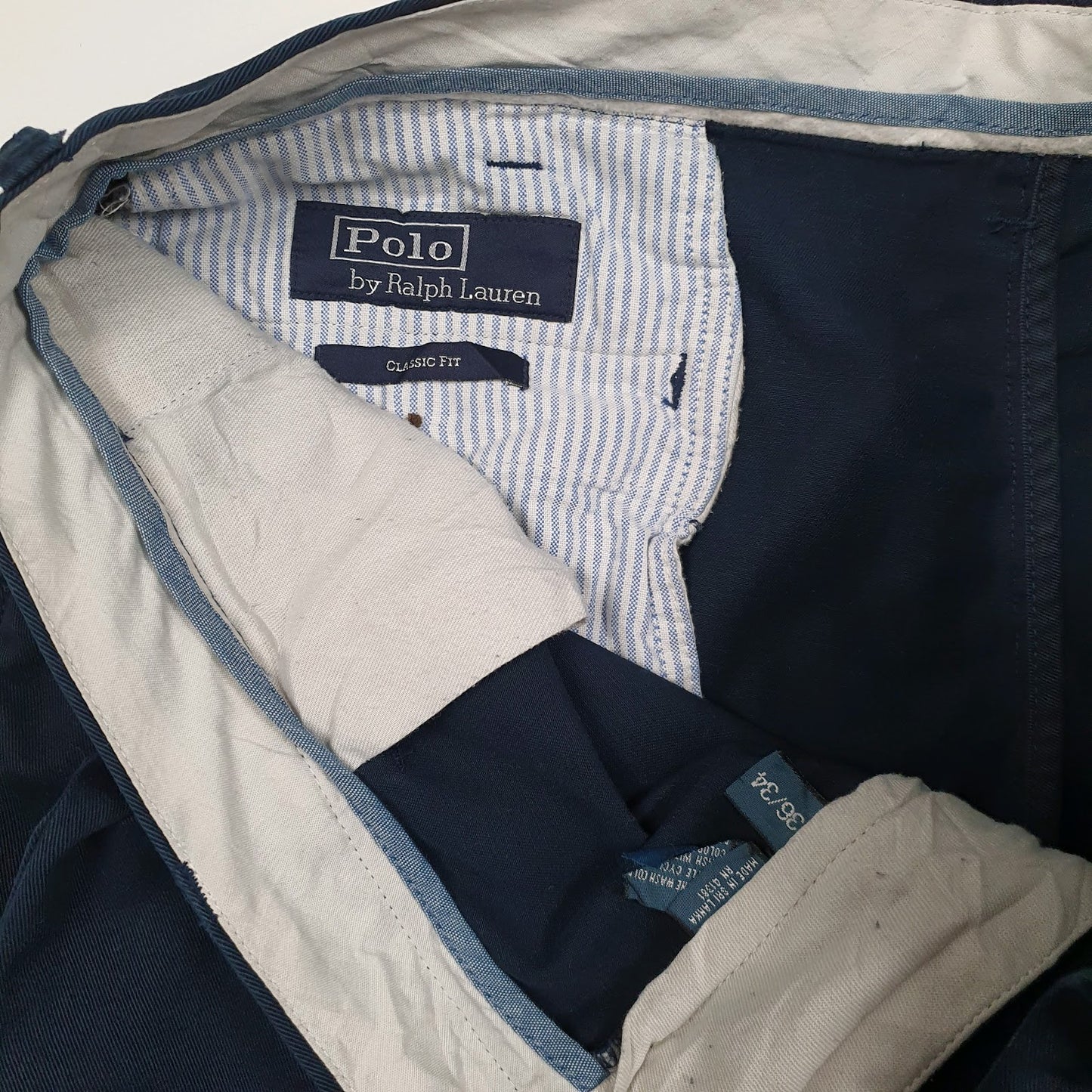 Mens Navy Polo Ralph Lauren Classic Fit Double Pleated  Trousers