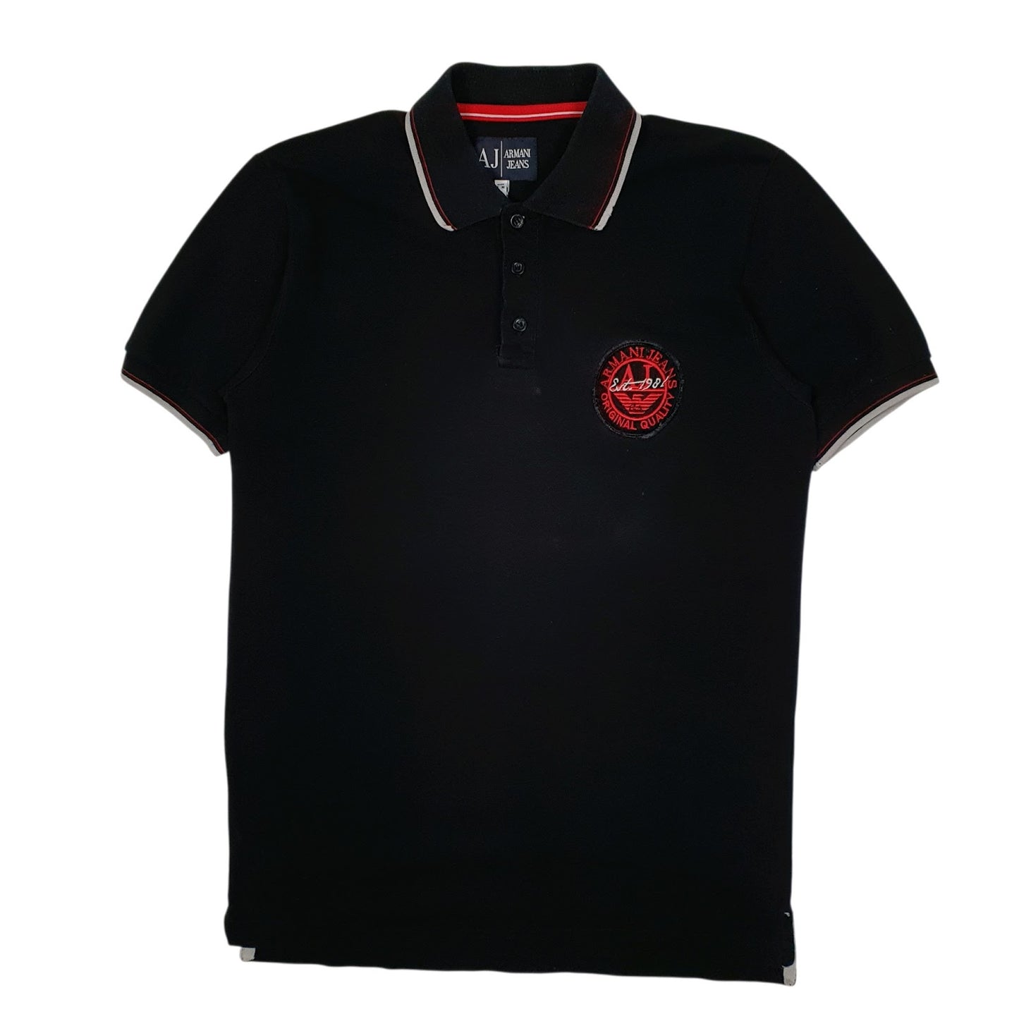 Mens Black Armani Jeans  Short Sleeve Polo Shirt