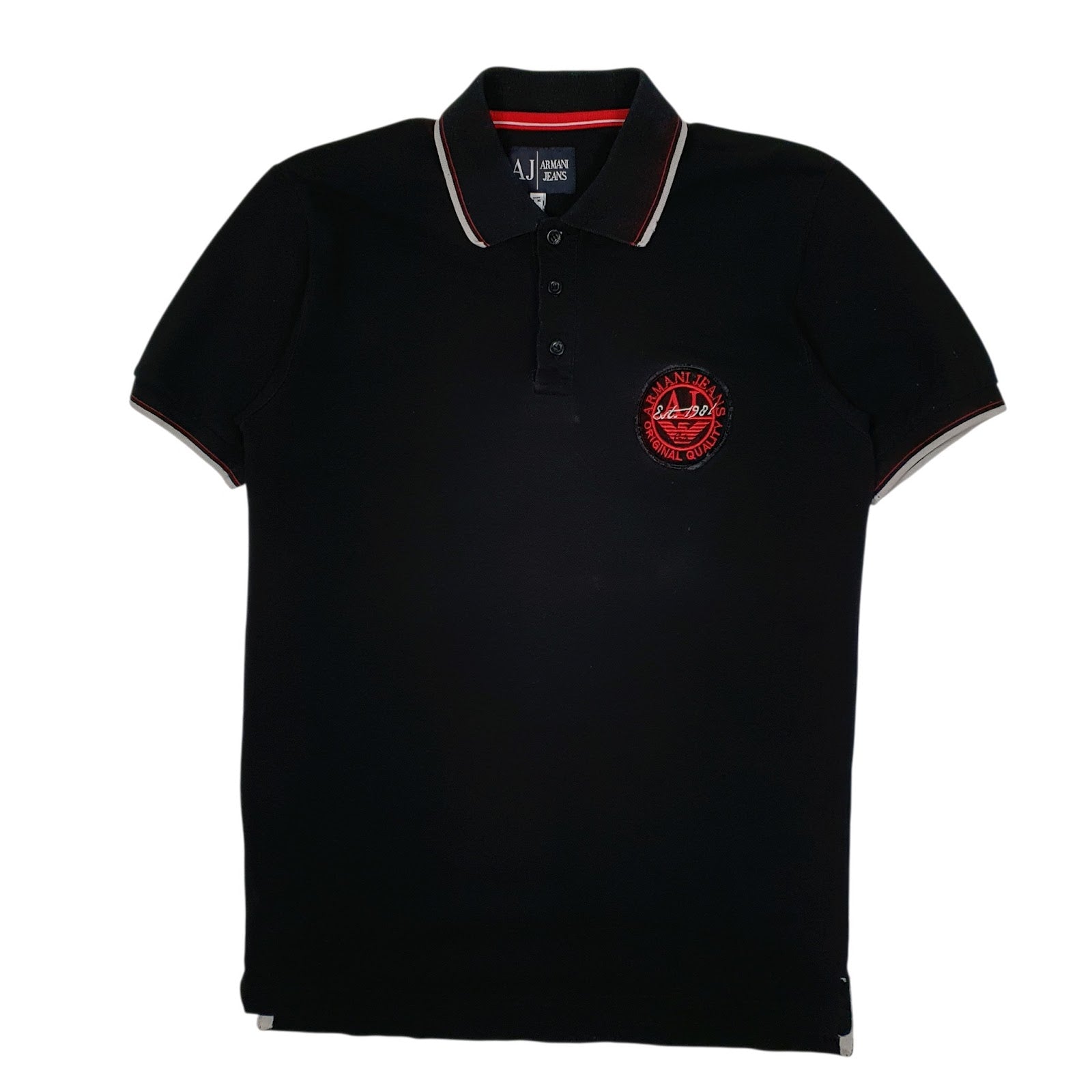 Mens Black Armani Jeans  Short Sleeve Polo Shirt
