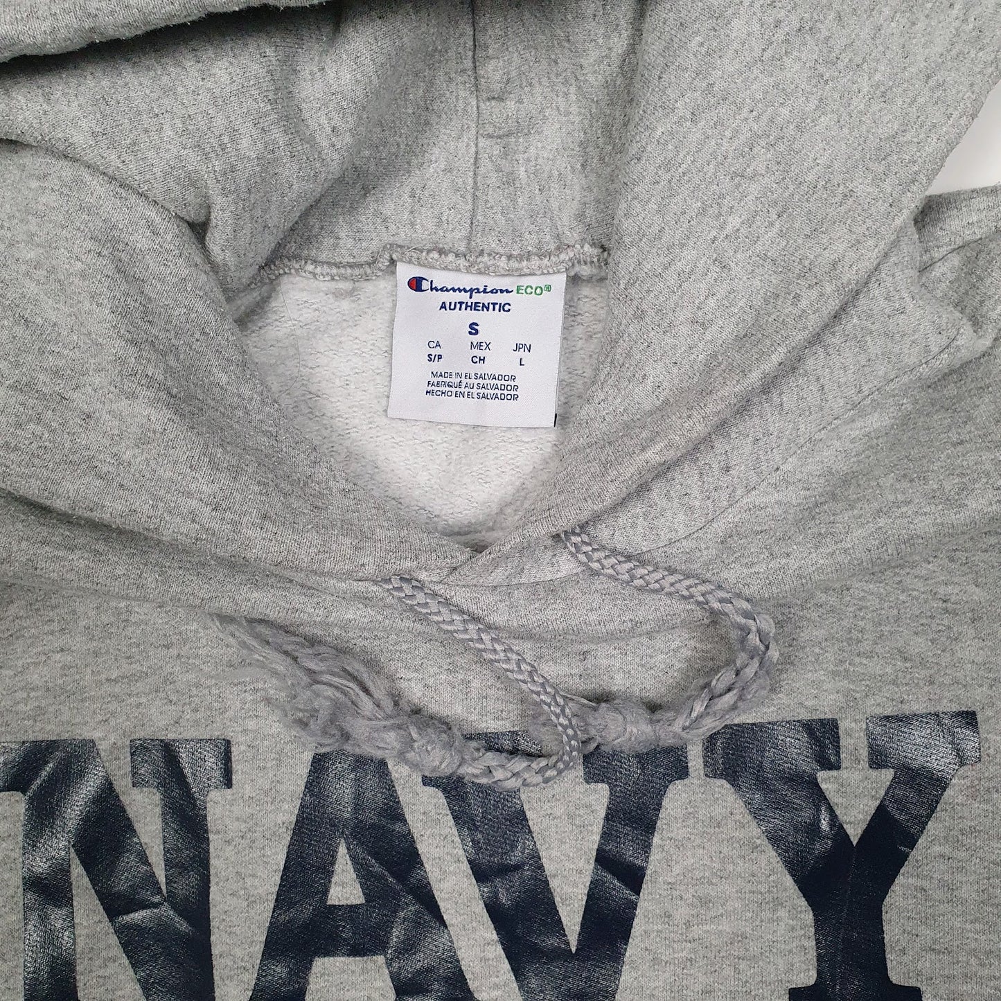 Mens Grey Champion Navy Hoodie Jumper