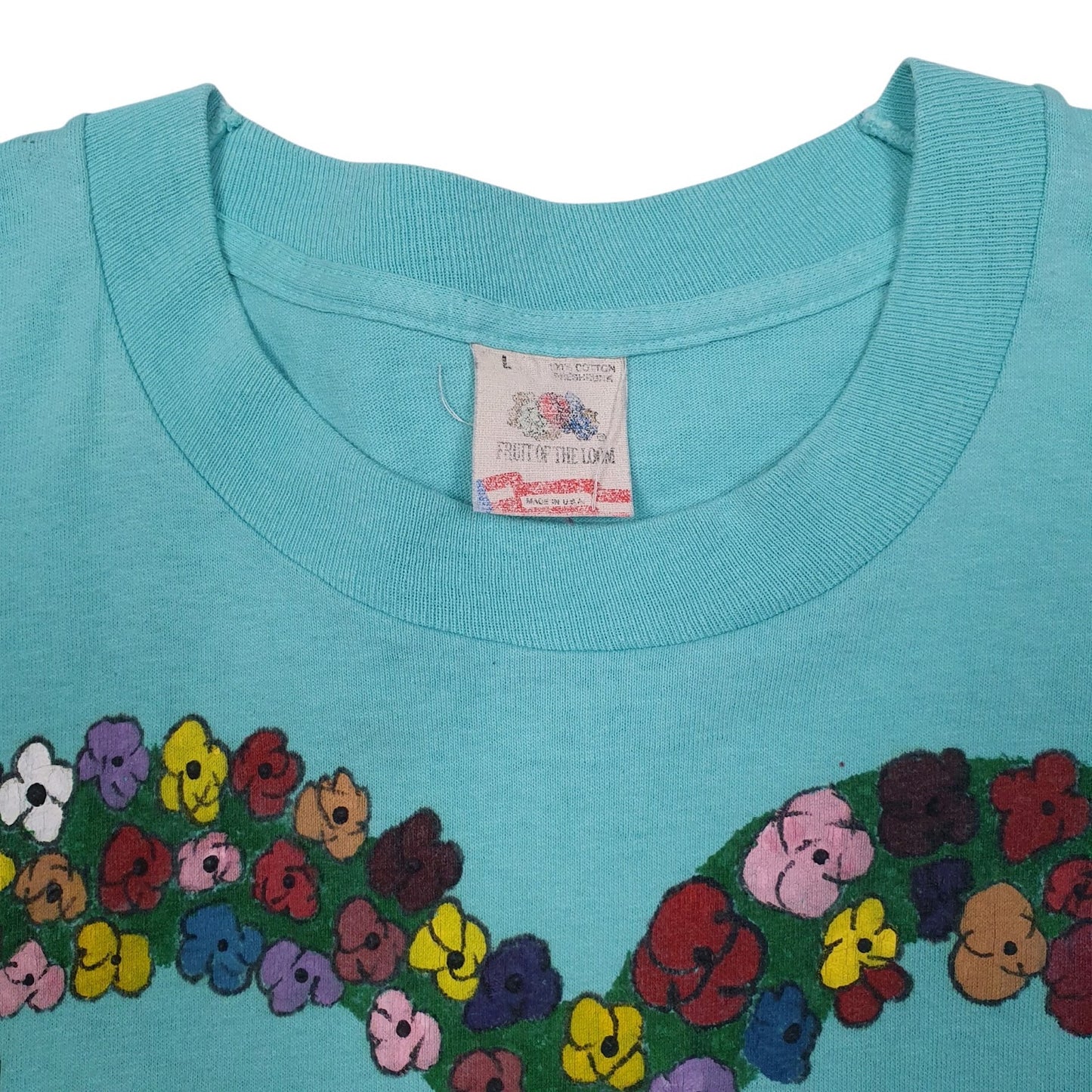 Mens Blue Fruit Of The Loom Single Stitch Vintage 90s Made In USA  T Shirt