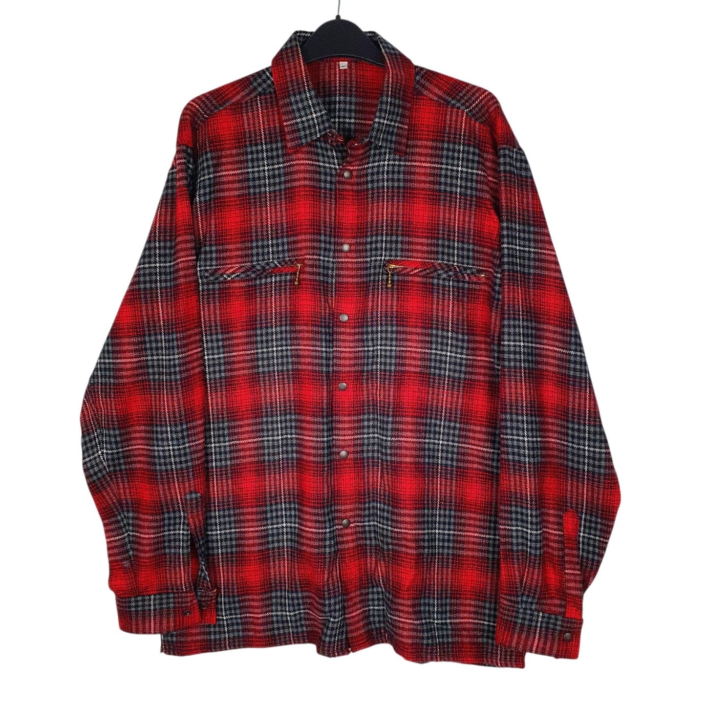 Mens Red Unbranded Vintage 90s Plaid Flannel Long Sleeve Shirt