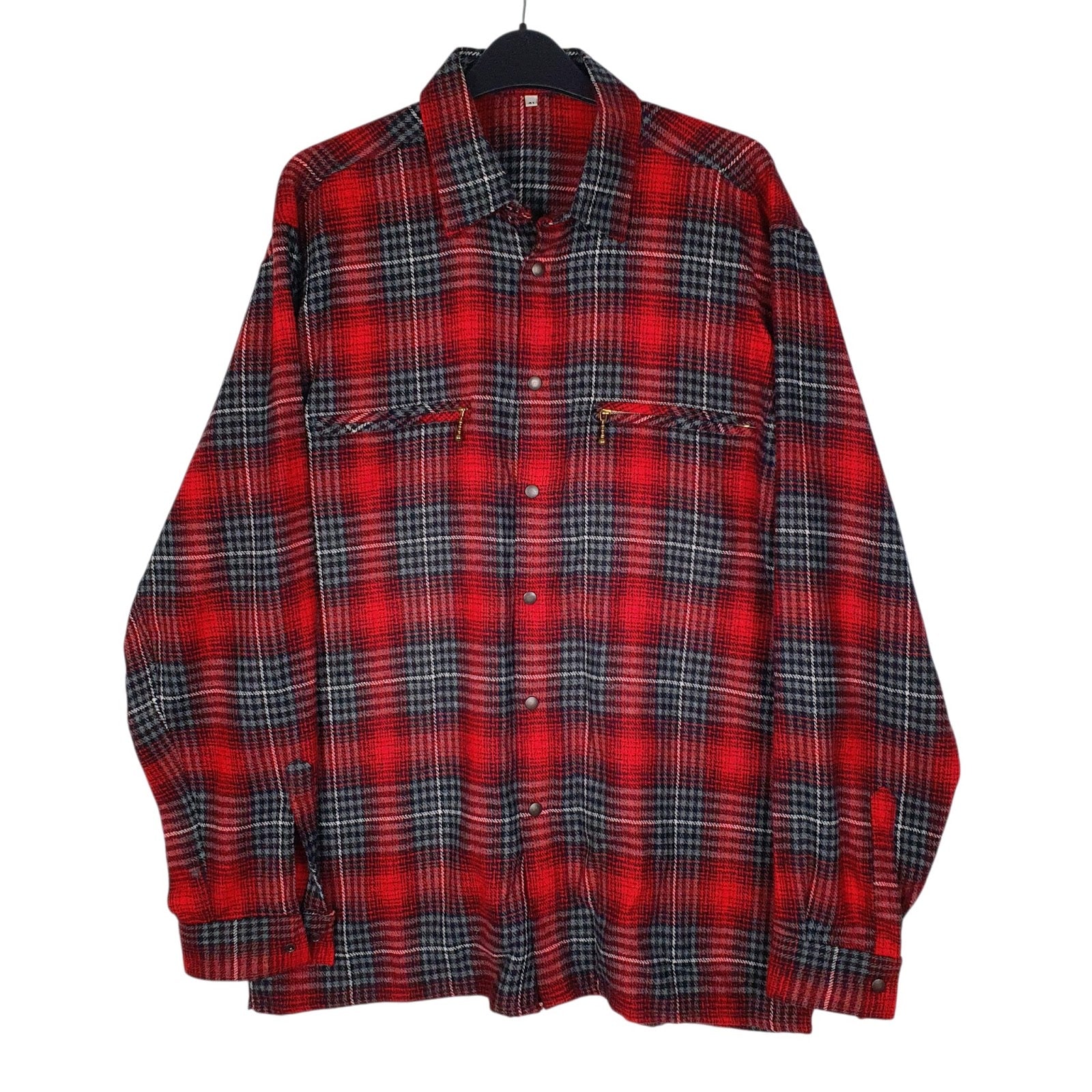 Mens Red Unbranded Vintage 90s Plaid Flannel Long Sleeve Shirt