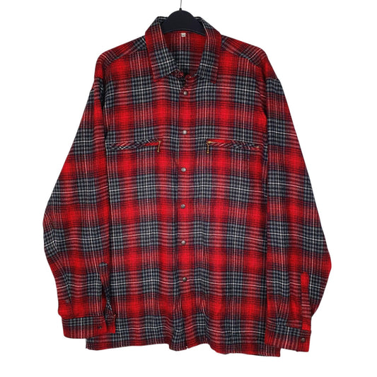 Mens Red Unbranded Vintage 90s Plaid Flannel Long Sleeve Shirt