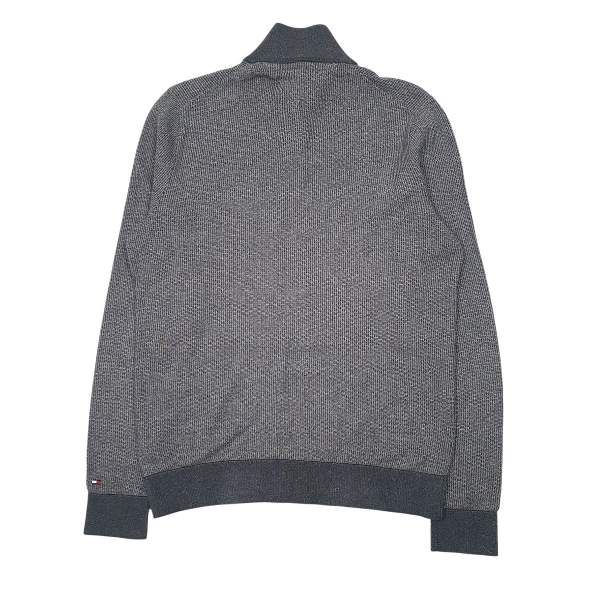 Mens Grey Tommy Hilfiger Button Up Quarter Zip Jumper