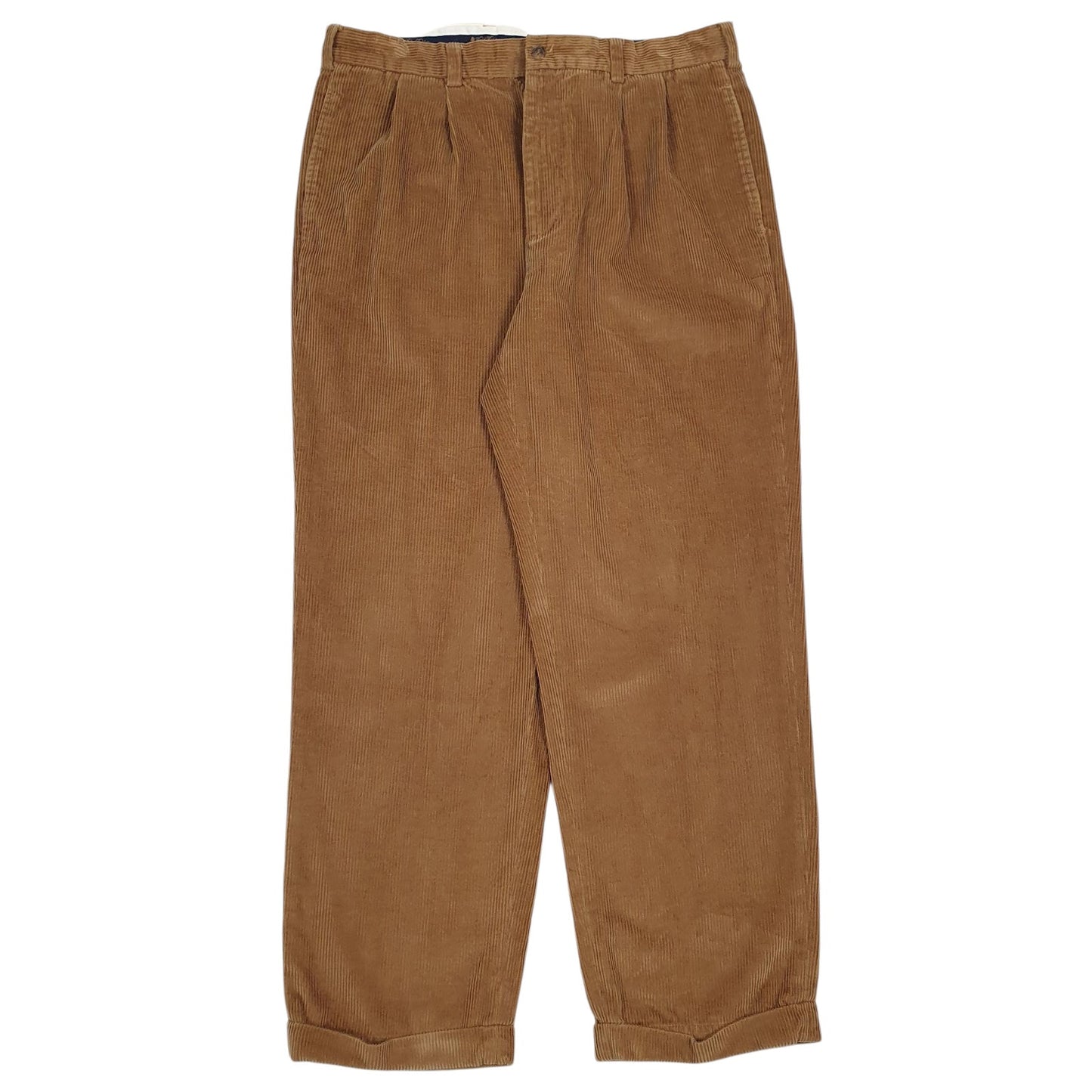 Mens Brown Brooks Brothers Elliot Pleated Corduroy Trousers