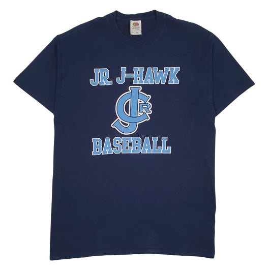 Mens Navy Fruit Of The Loom Baseball Short Sleeve T Shirt