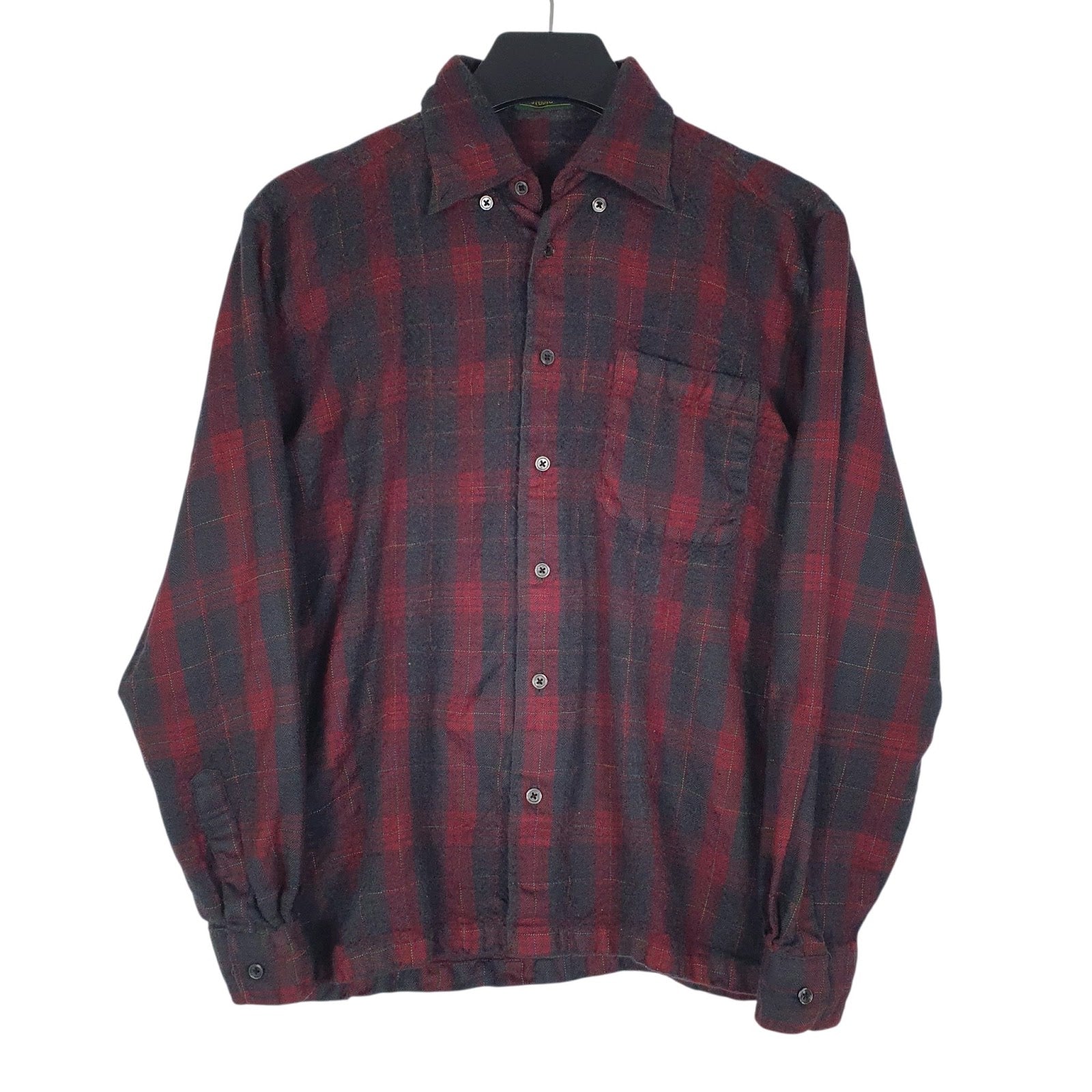 Mens Black Violator Studio Vintage Flannel Long Sleeve Shirt