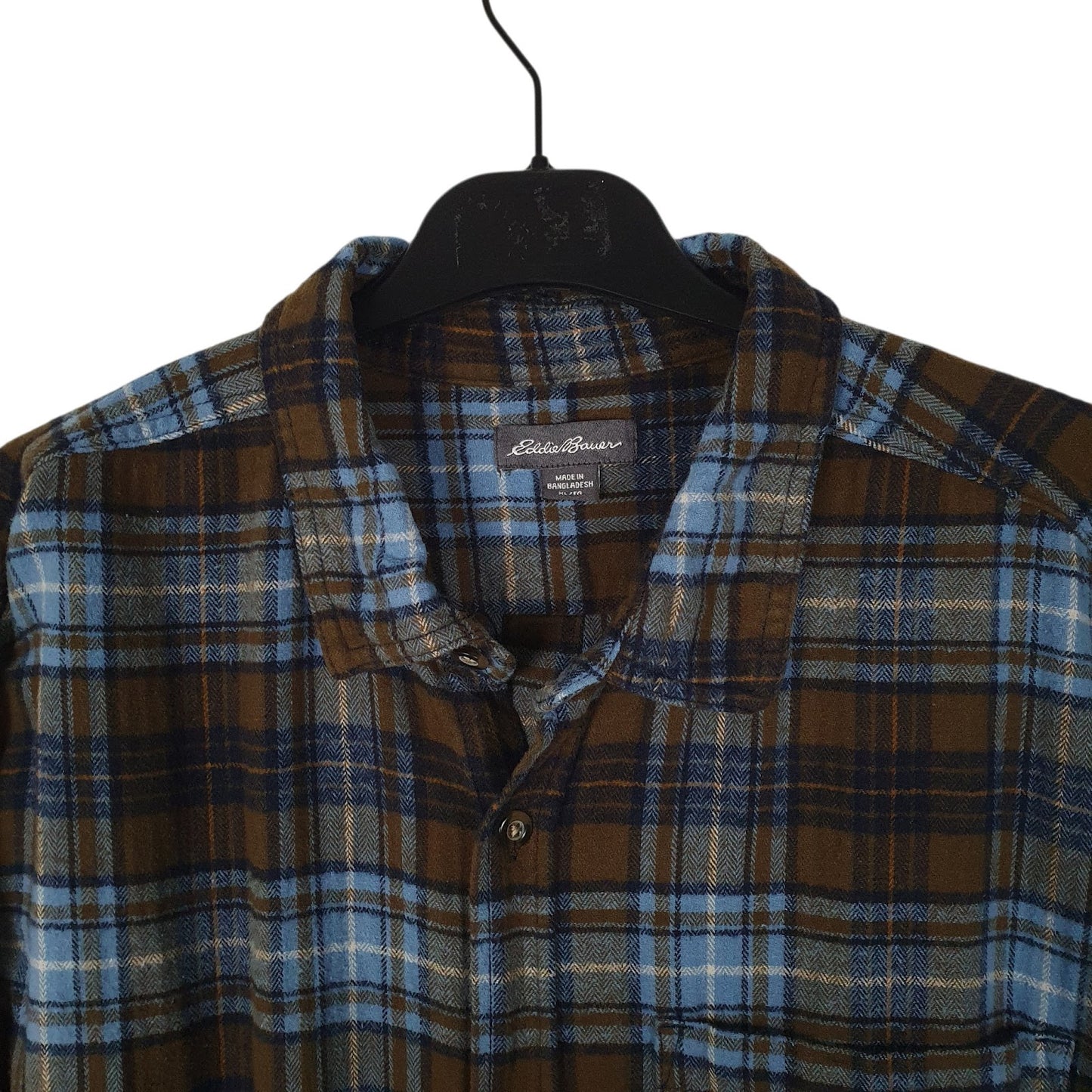 Mens Blue Eddie Bauer Thick Flannel Plaid  Shirt