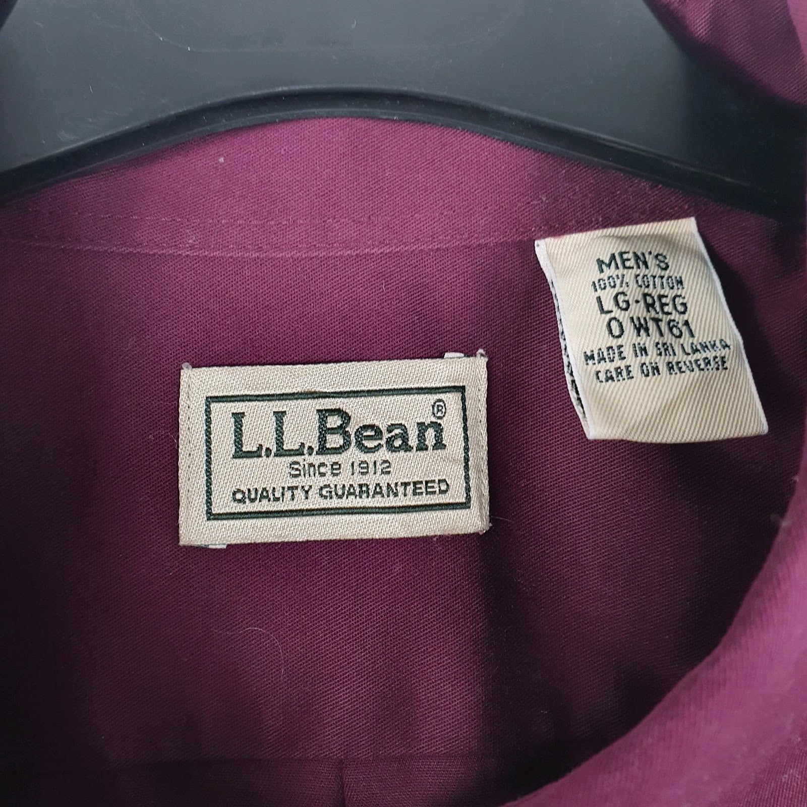 Mens Burgundy L.L.Bean   Shirt