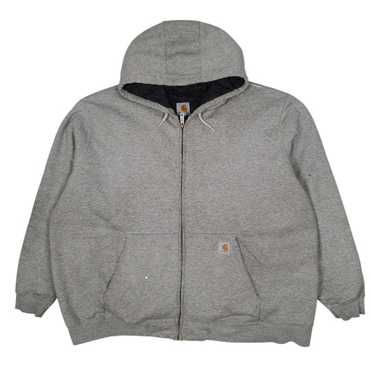 Mens Grey Carhartt Hoodie Quilt Lined Full Zip Jumper