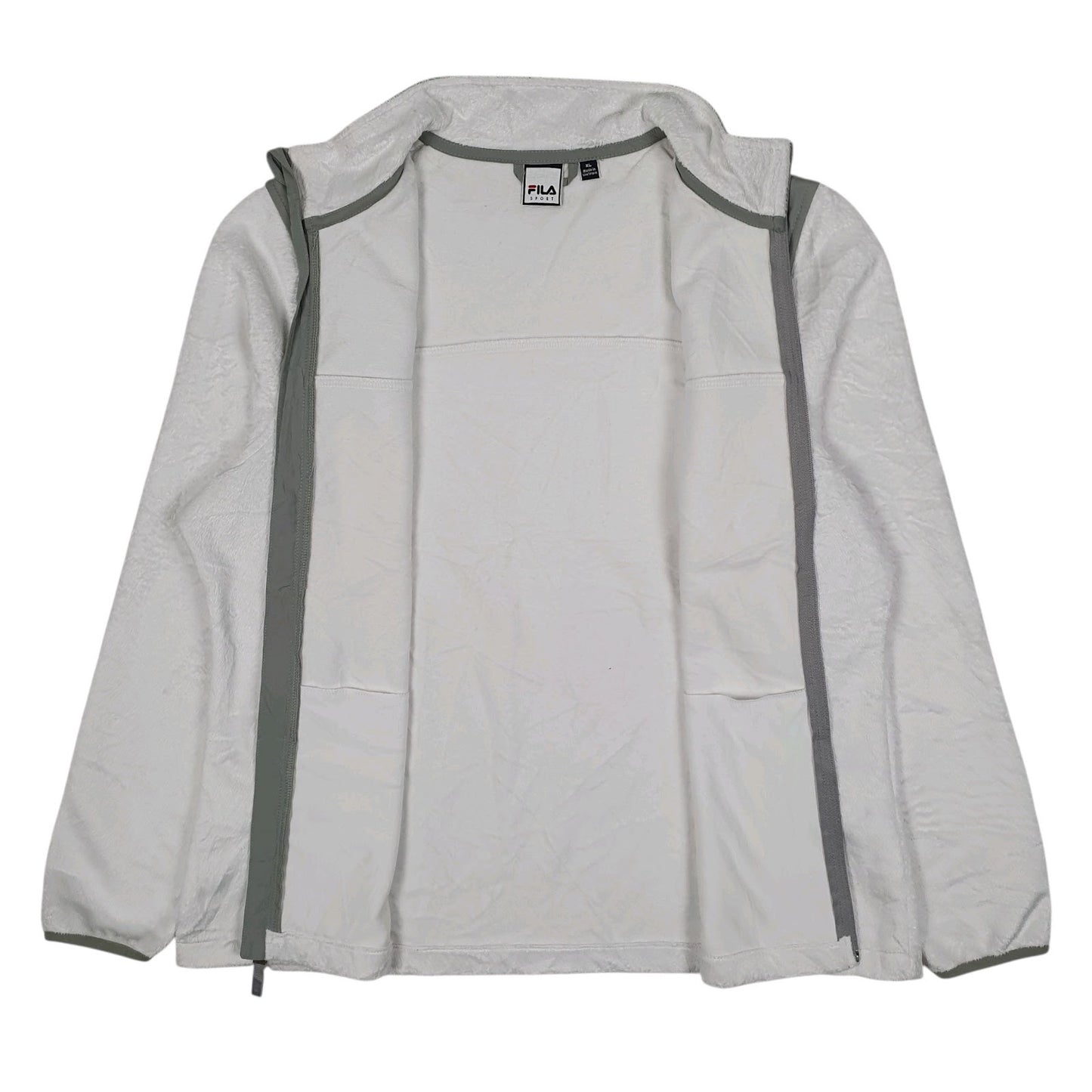 Womens White Fila  Full Zip Jumper