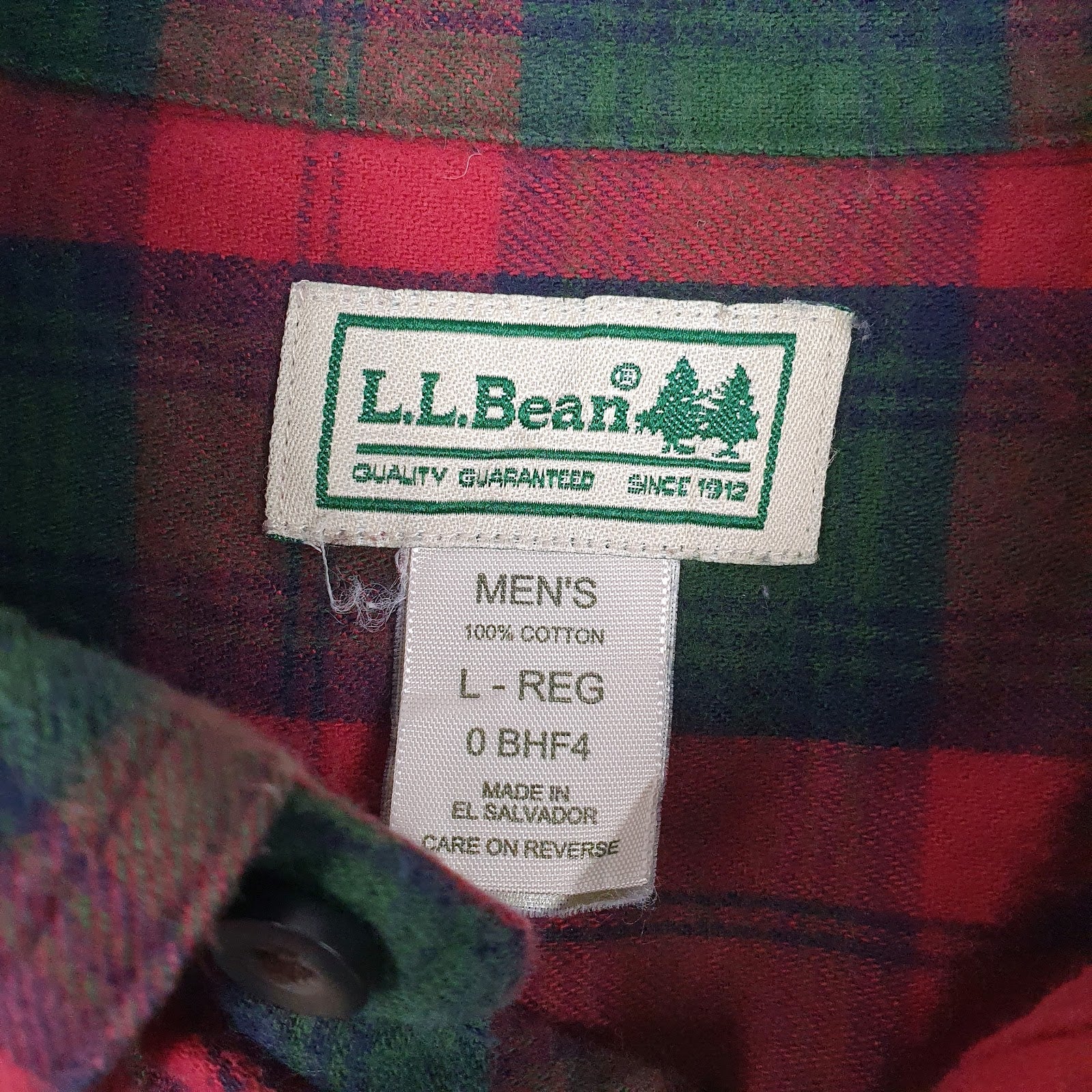 Mens Red L.L.Bean Flannel  Shirt