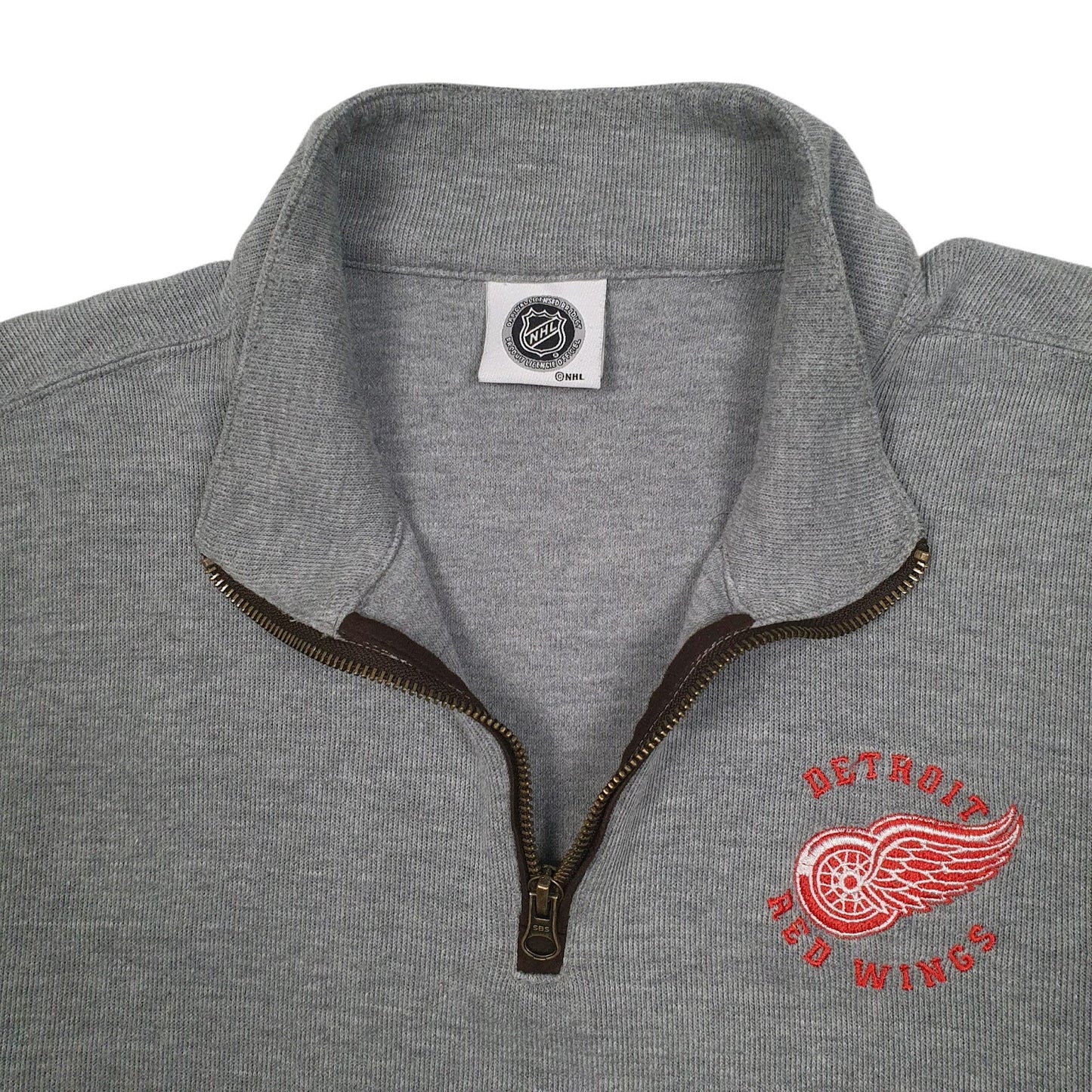 Mens Grey NHL Detroit Red Wings Quarter Zip Jumper