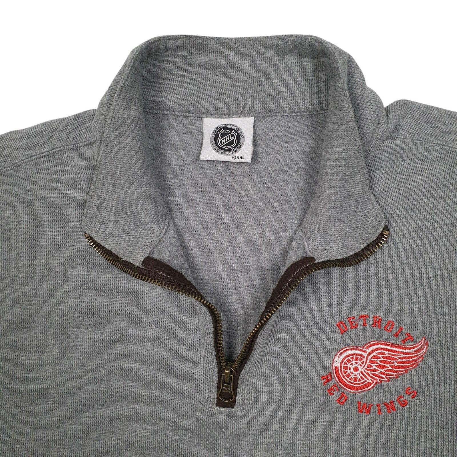 Mens Grey NHL Detroit Red Wings Quarter Zip Jumper