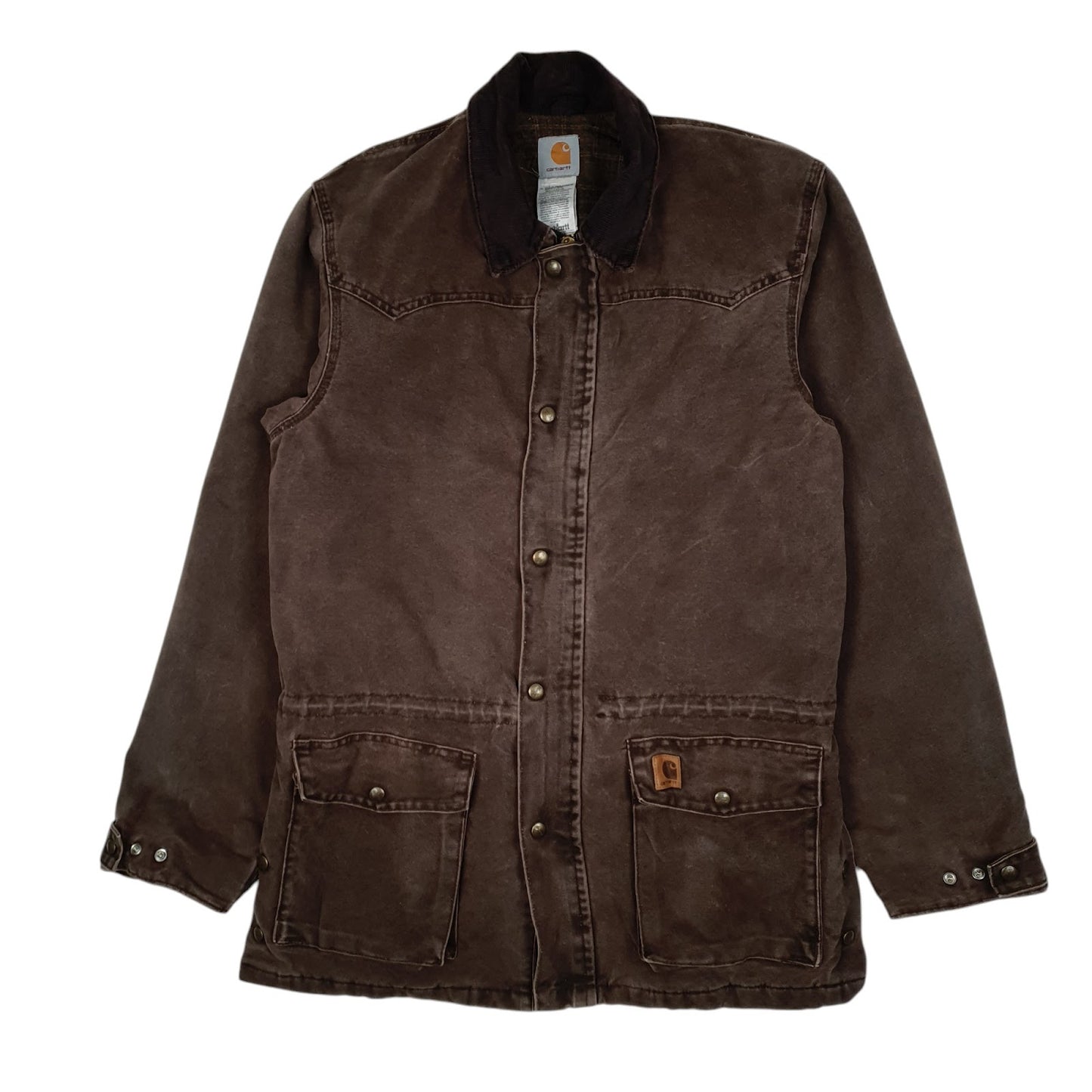 Mens Brown Carhartt C52 CHT Blanket Lined Vintage 00s Hoodie Coat