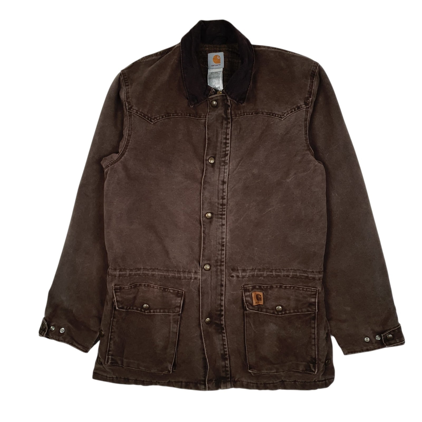 Mens Brown Carhartt C52 CHT Blanket Lined Vintage 00s Hoodie Coat