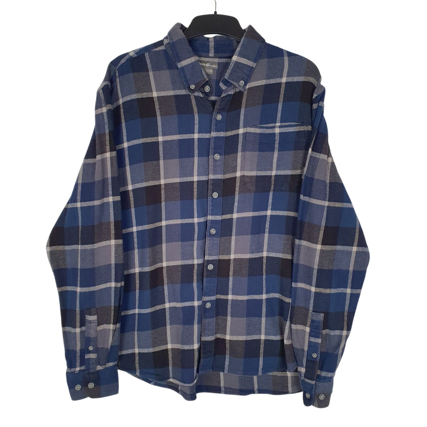 Mens Blue Eddie Bauer Flannel Long Sleeve Shirt