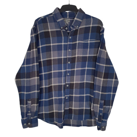 Mens Blue Eddie Bauer Flannel Long Sleeve Shirt