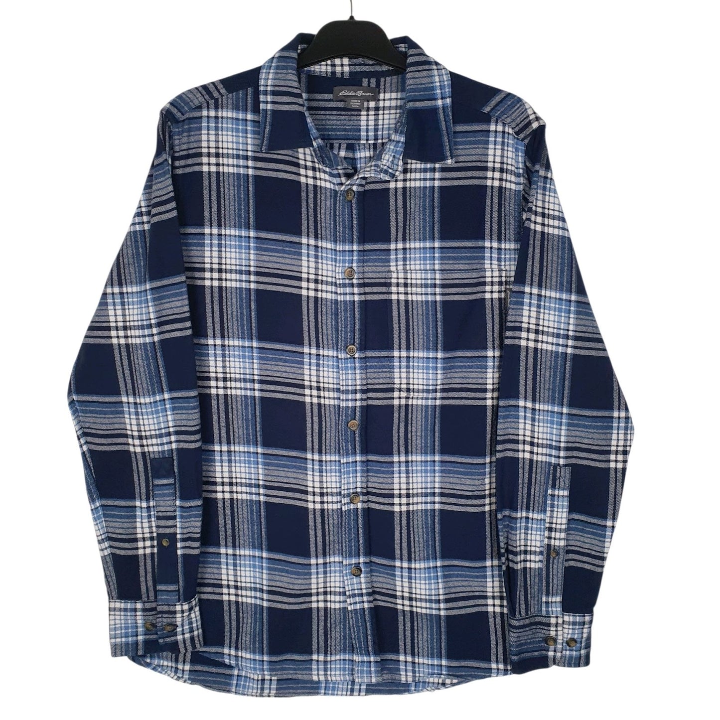 Mens Blue Eddie Bauer Flannel Long Sleeve Shirt