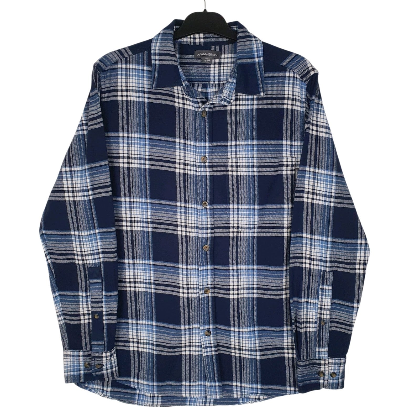 Mens Blue Eddie Bauer Flannel Long Sleeve Shirt