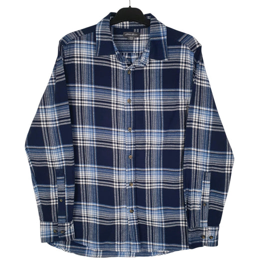 Mens Blue Eddie Bauer Flannel Long Sleeve Shirt