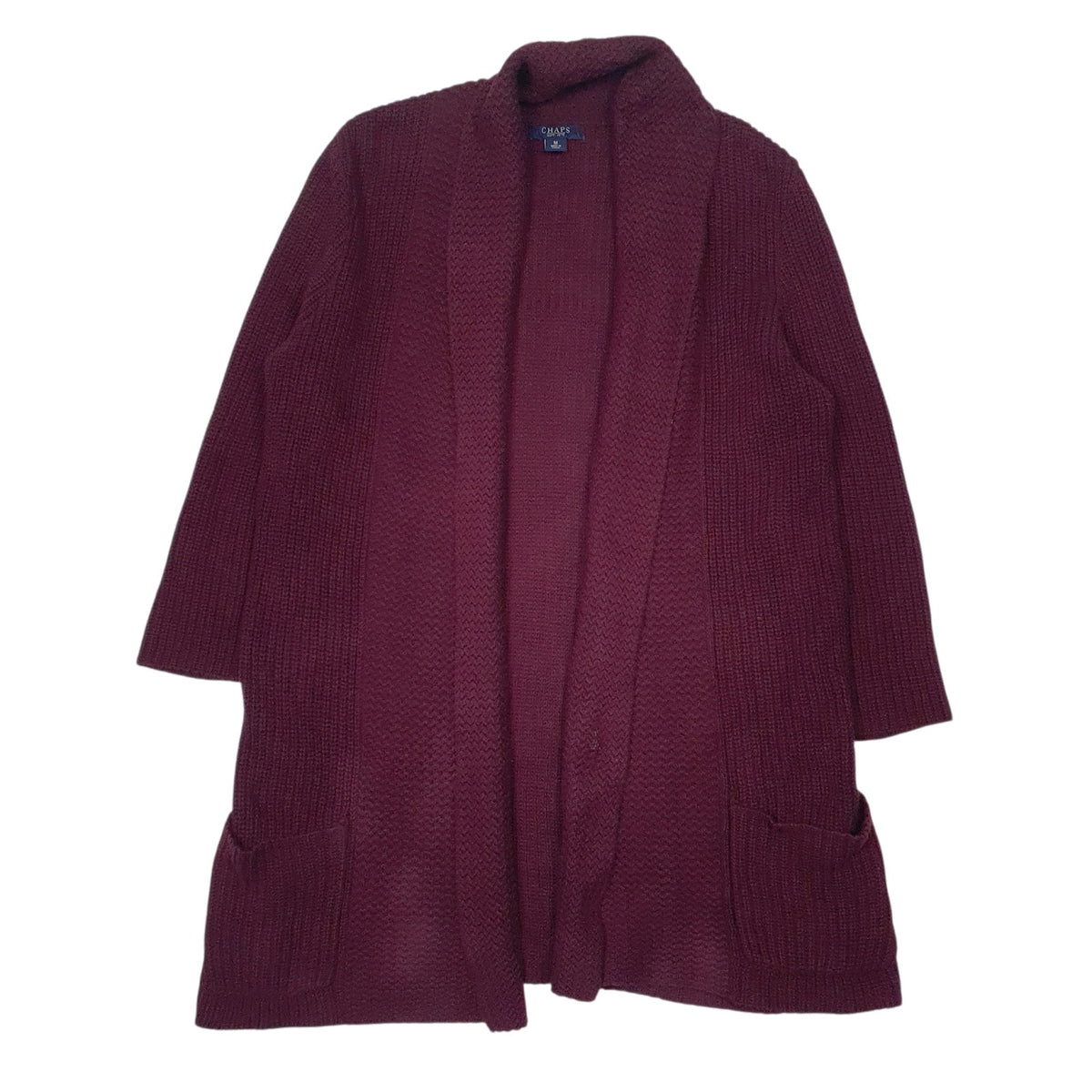Womens Burgundy Chaps Knit Robe Cardigan Jumper