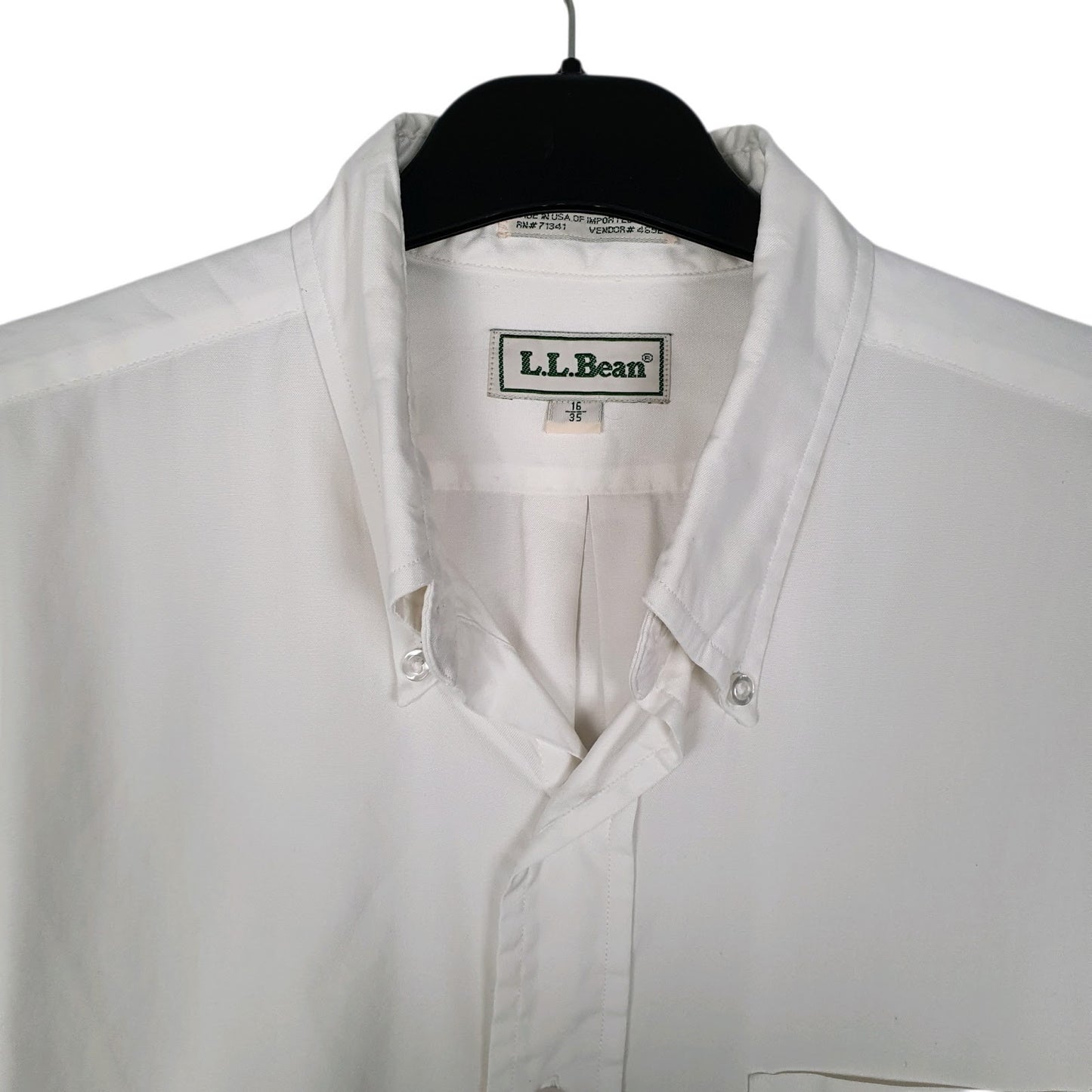 Mens White L.L.Bean Vintage 90s Made In USA  Shirt