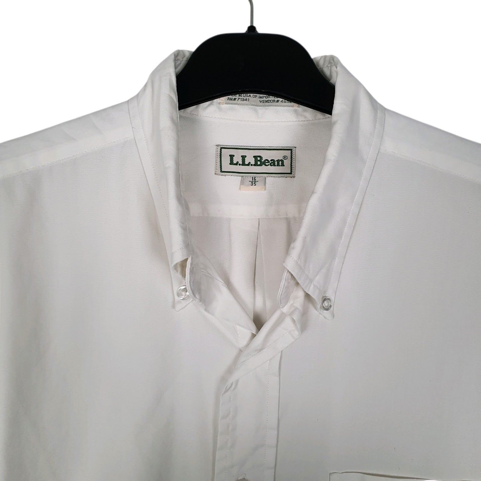 Mens White L.L.Bean Vintage 90s Made In USA  Shirt