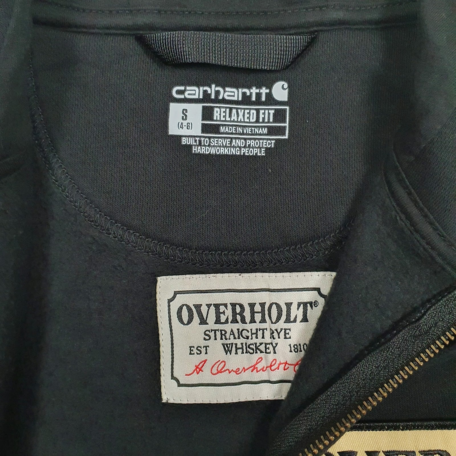 Womens Black Carhartt Overholt Whiskey Full Zip Jumper