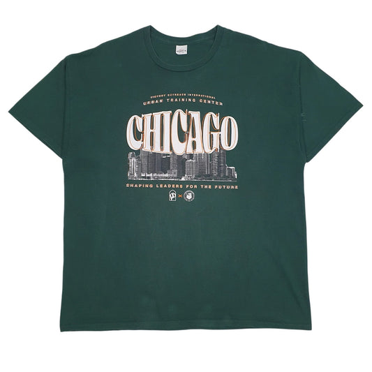 Mens Green Hanes Chicago Short Sleeve T Shirt